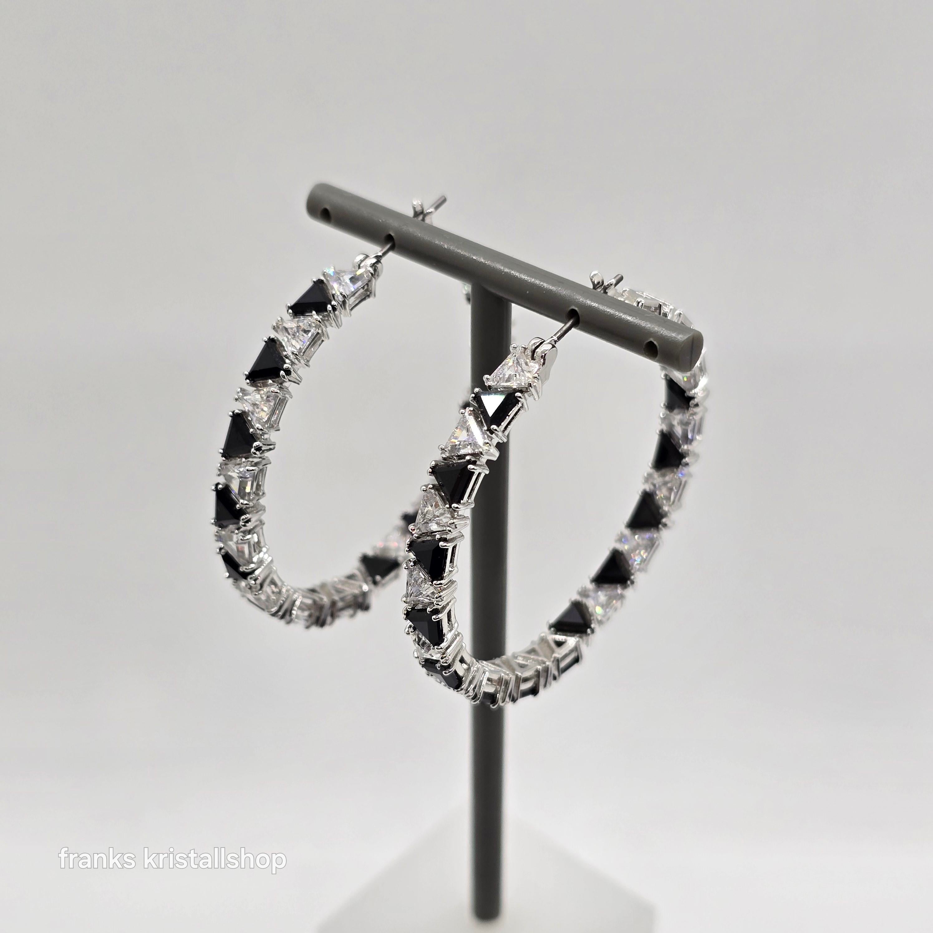 SWAROVSKI Ortyx Kreolen Schwarz/Weiß, Rhodiniert 5616911