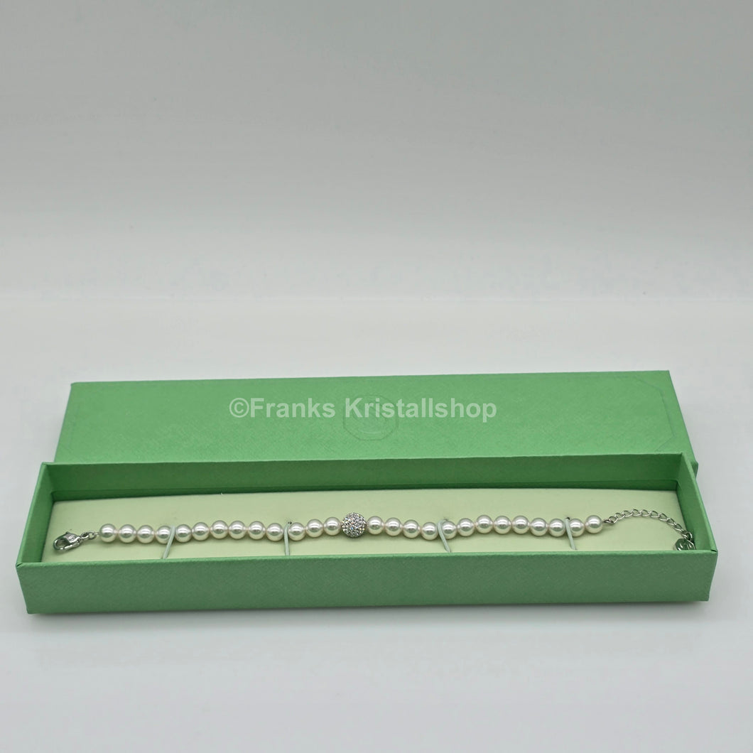 SWAROVSKI Perlen Armband Größe M Weiß Rhodiniert 5669529