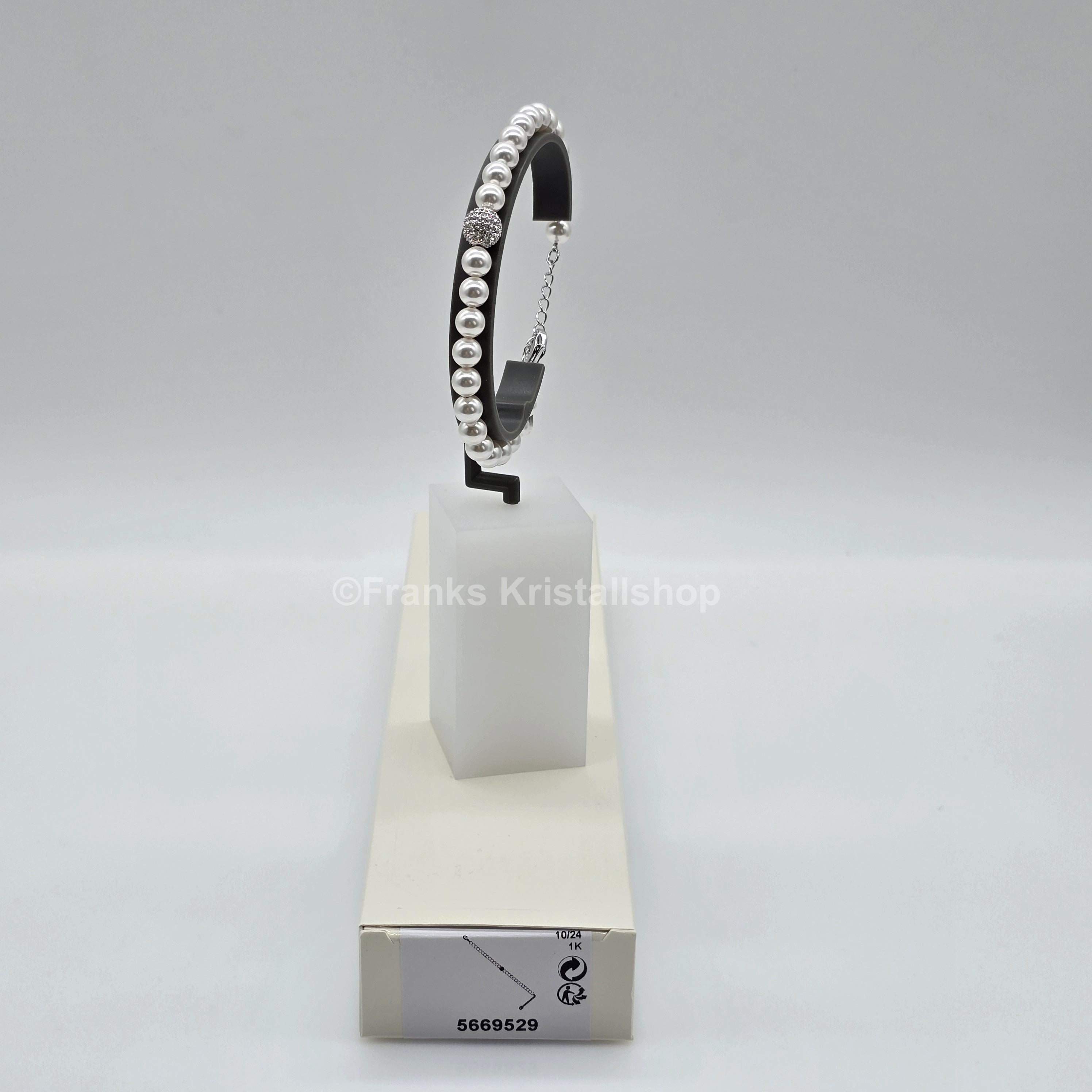 SWAROVSKI Perlen Armband Größe M Weiß Rhodiniert 5669529