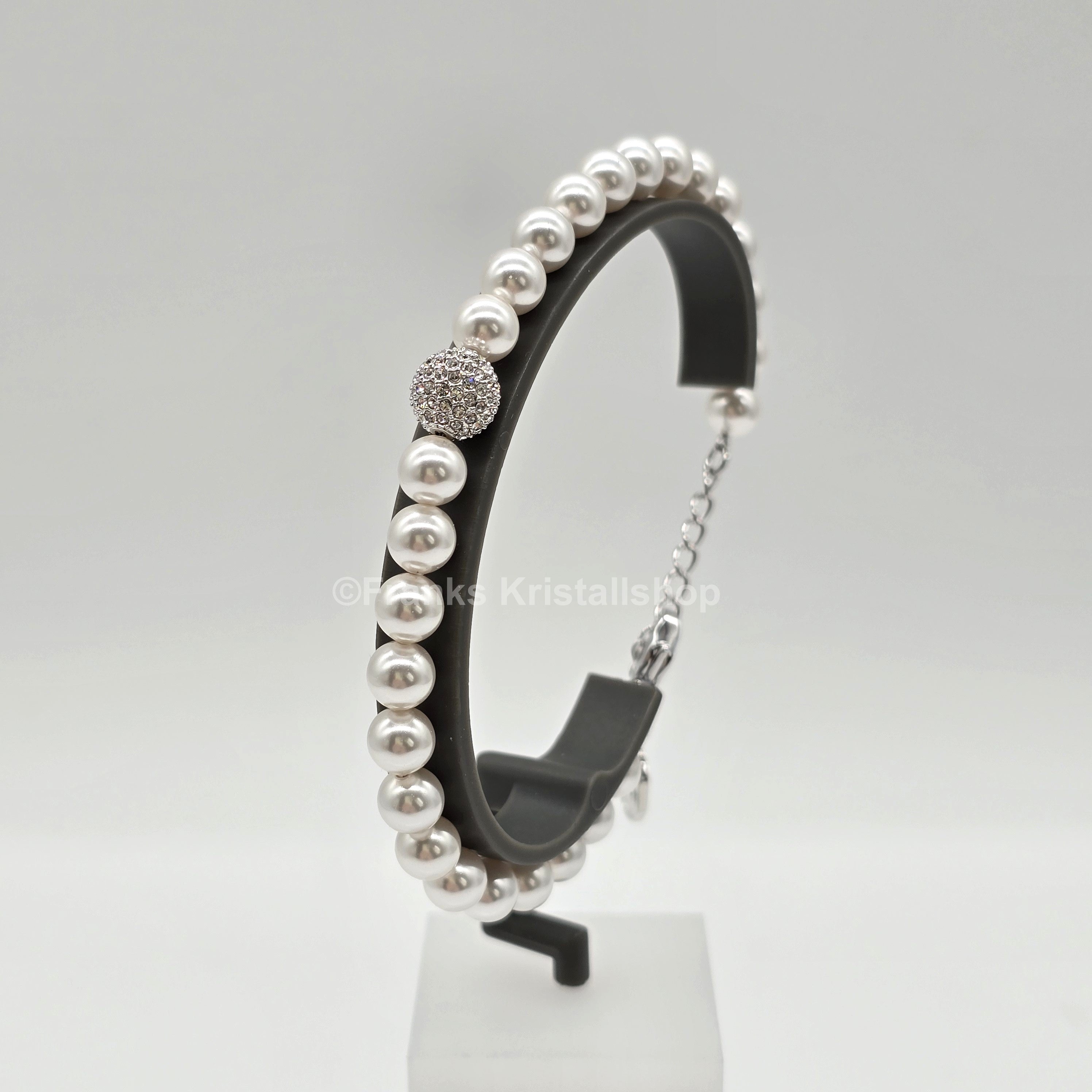 SWAROVSKI Perlen Armband Größe M Weiß Rhodiniert 5669529