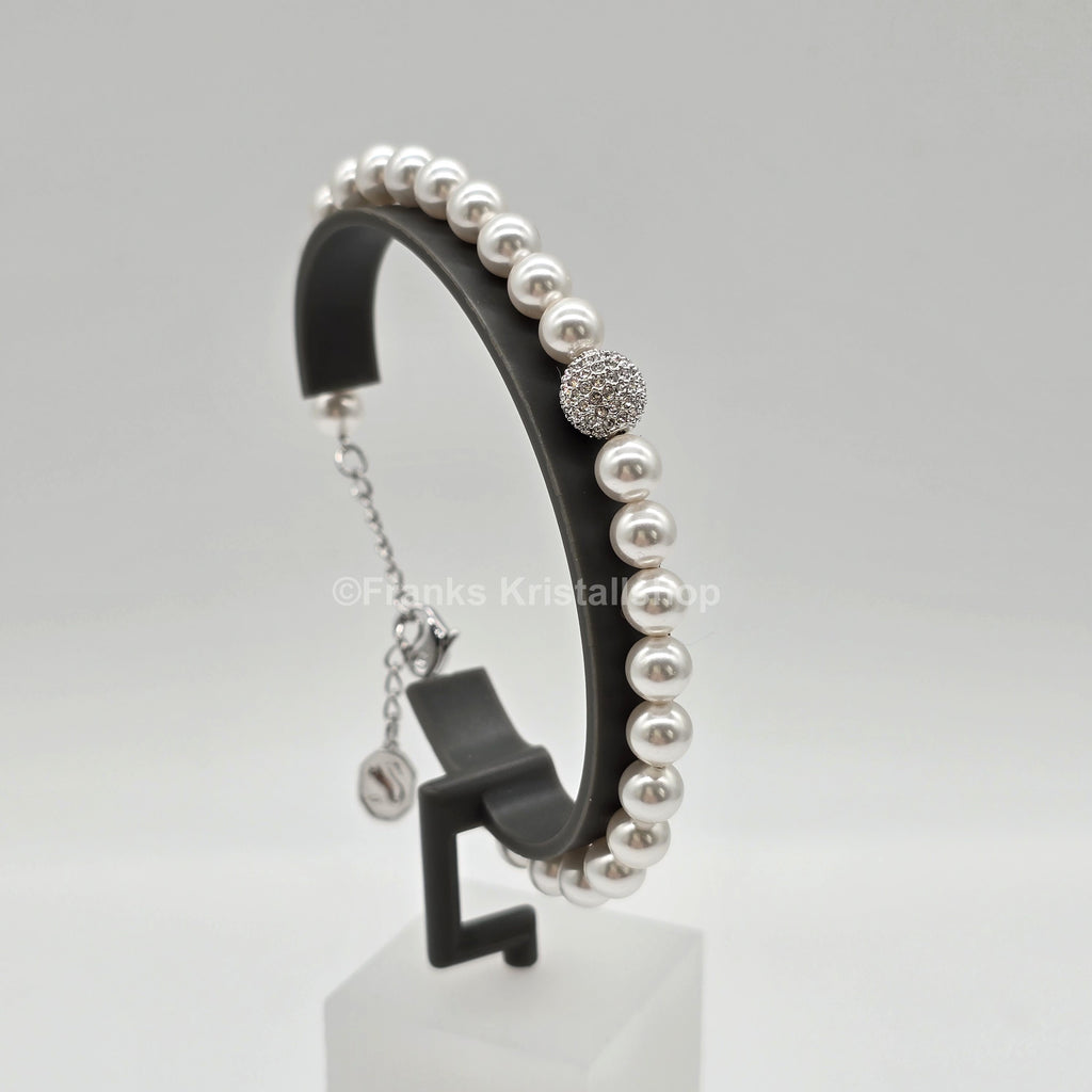 SWAROVSKI Perlen Armband Größe M Weiß Rhodiniert 5669529