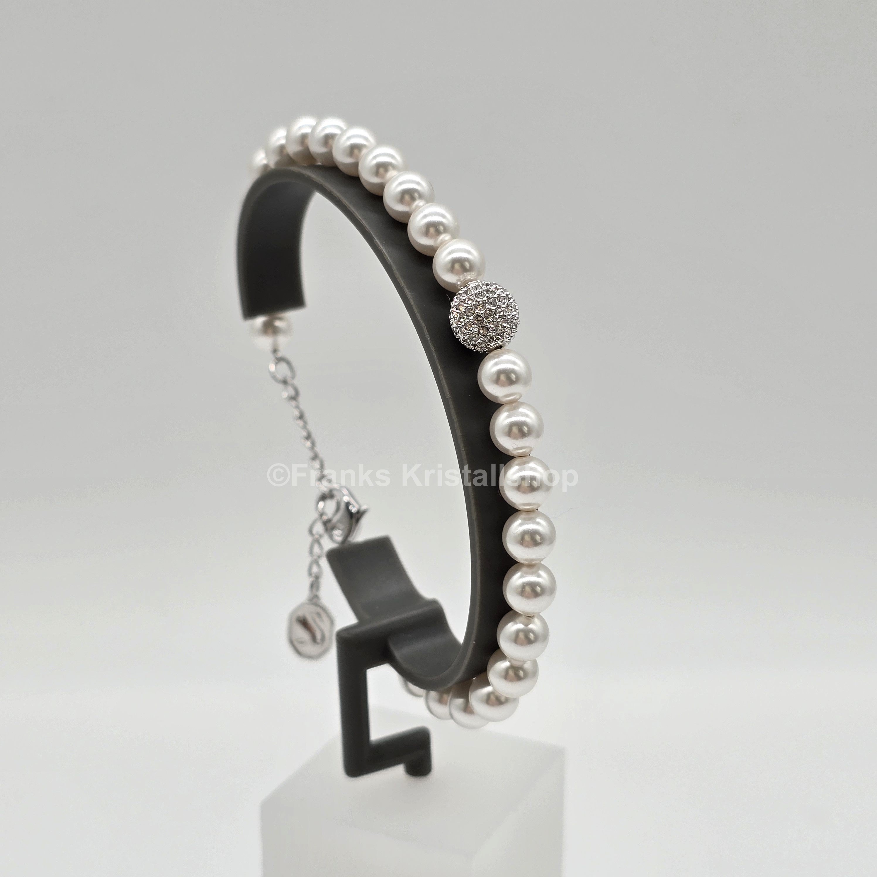 SWAROVSKI Perlen Armband Größe M Weiß Rhodiniert 5669529