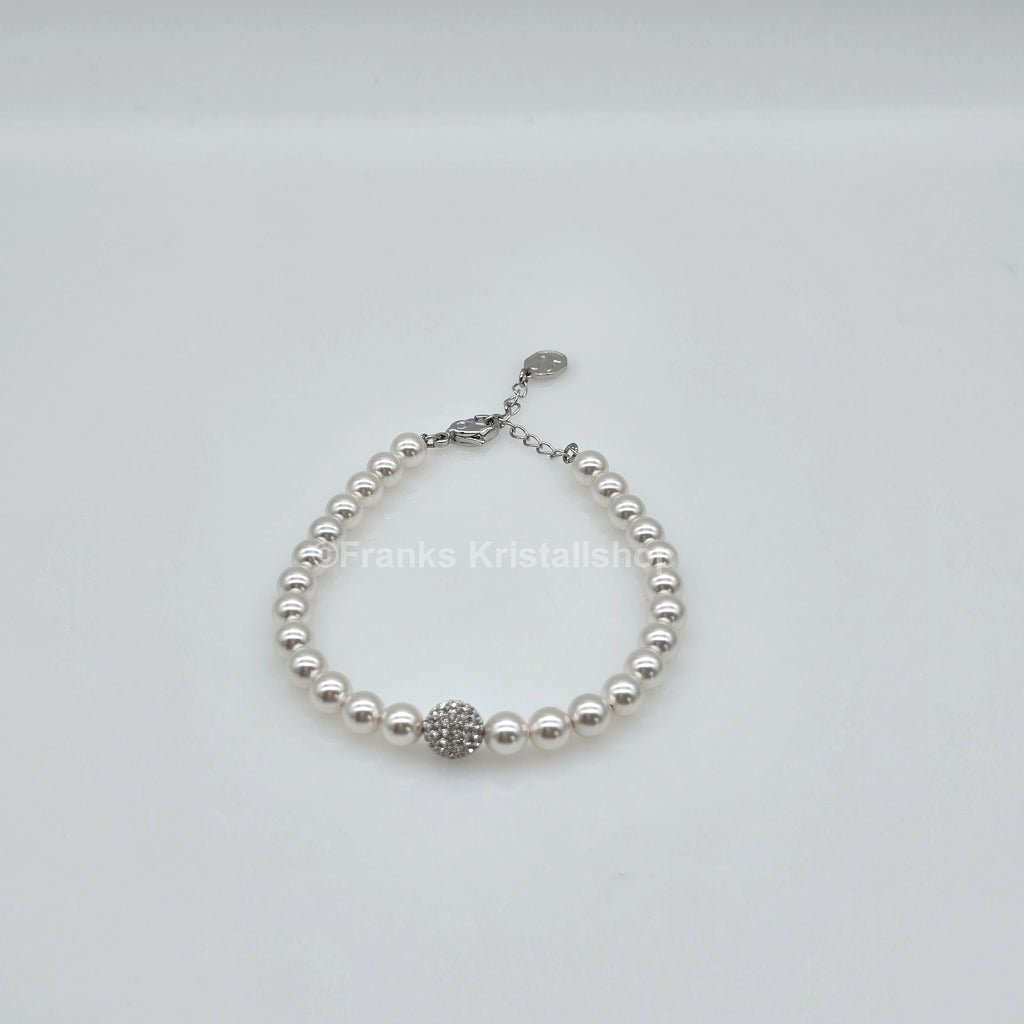 SWAROVSKI Perlen Armband Größe M Weiß Rhodiniert 5669529