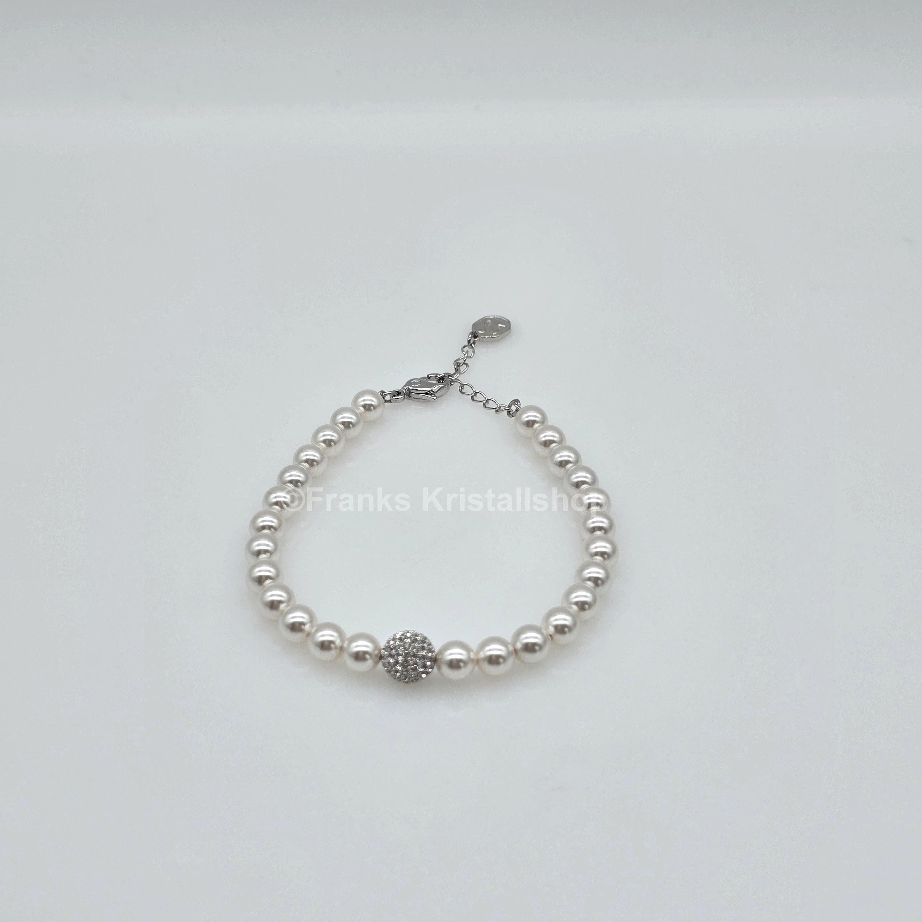 SWAROVSKI Perlen Armband Größe M Weiß Rhodiniert 5669529