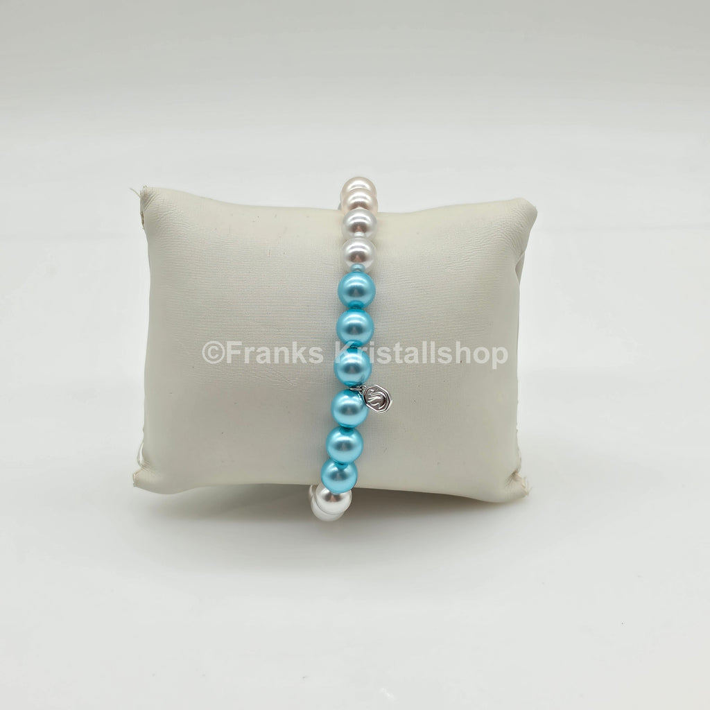 SWAROVSKI Perlen Armband Größe L elastisch, creme türkis 5123590