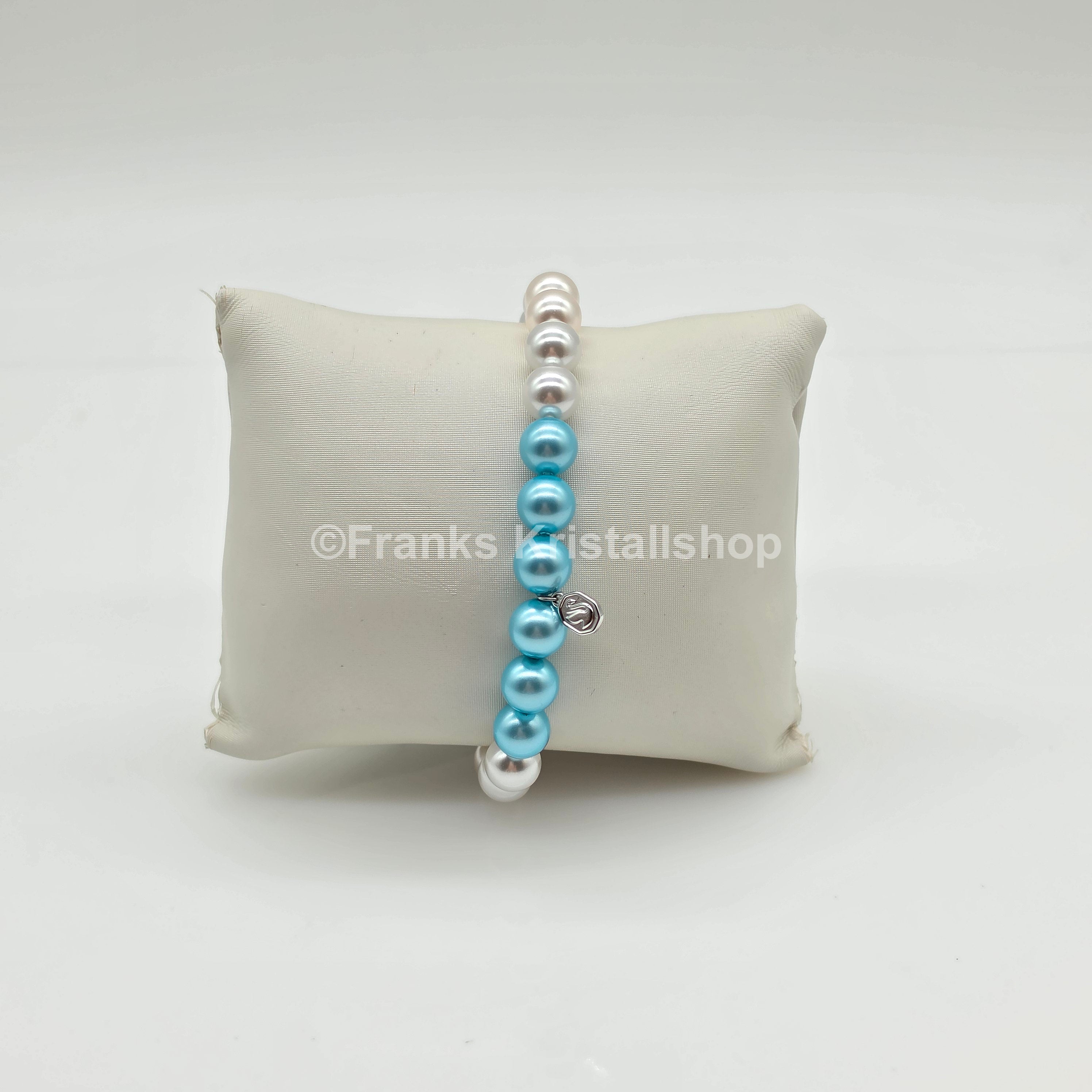SWAROVSKI Perlen Armband Größe L elastisch, creme türkis 5123590