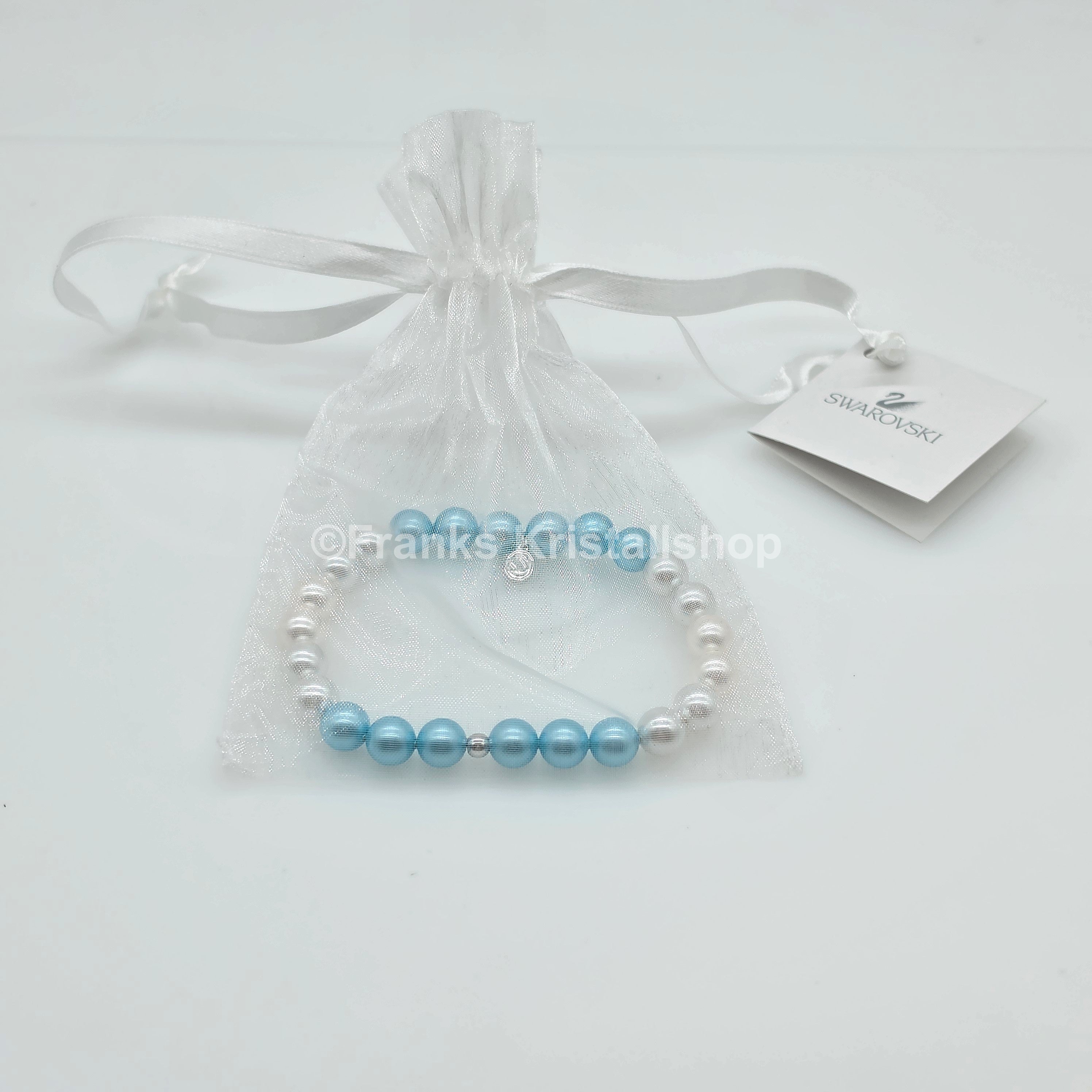 SWAROVSKI Perlen Armband Größe L elastisch, creme türkis 5123590