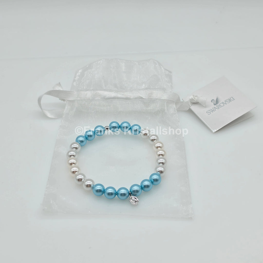 SWAROVSKI Perlen Armband Größe L elastisch, creme türkis 5123590