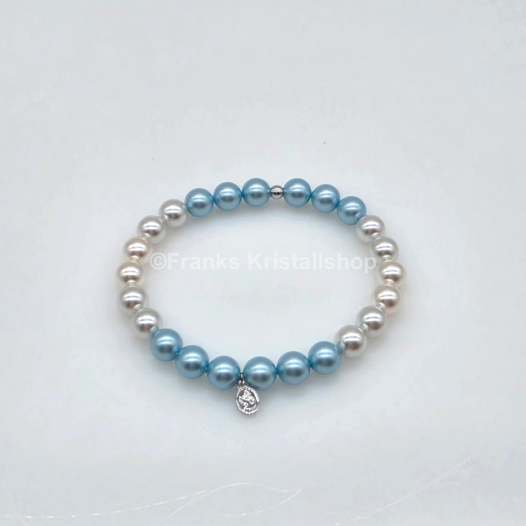SWAROVSKI Perlen Armband Größe L elastisch, creme türkis 5123590
