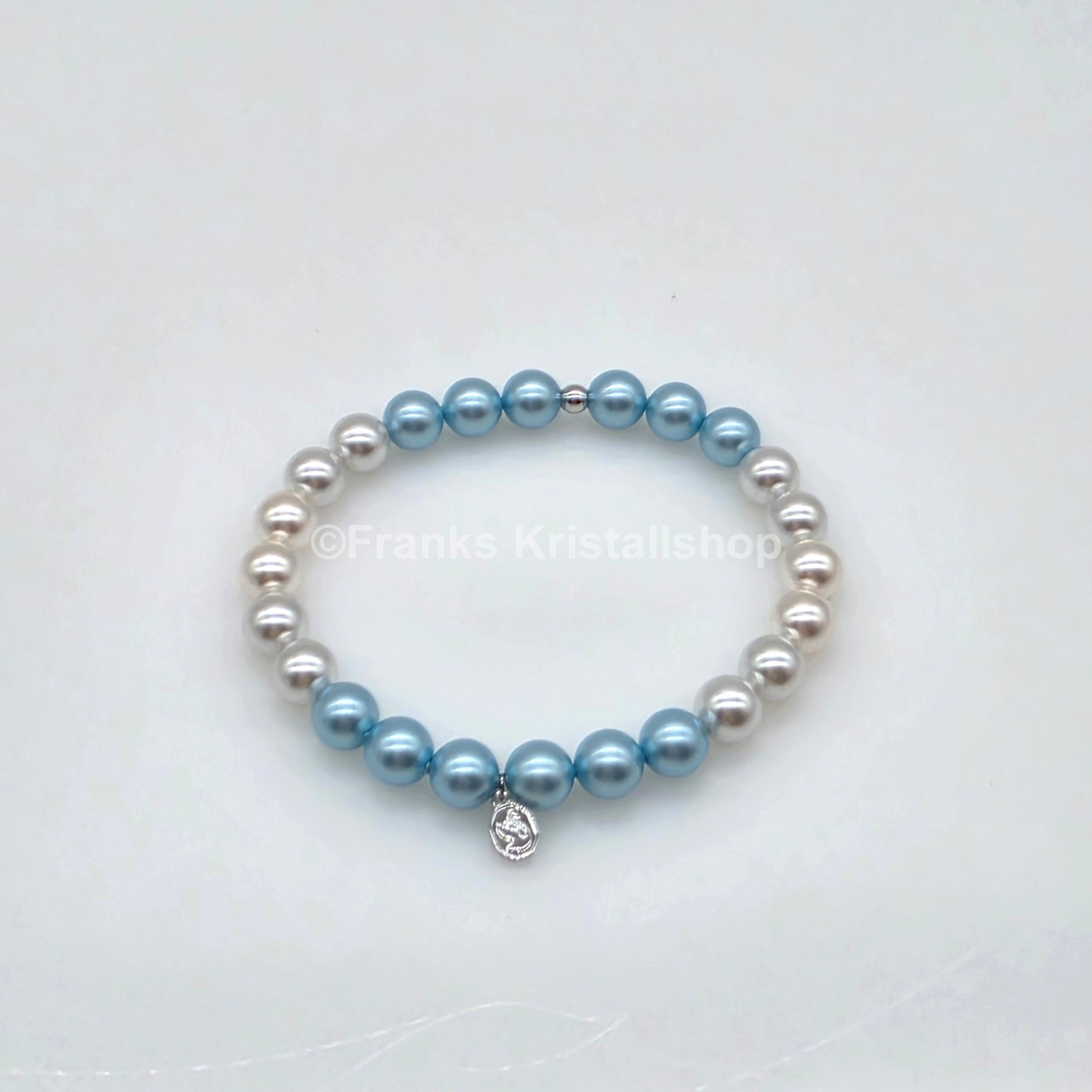 SWAROVSKI Perlen Armband Größe L elastisch, creme türkis 5123590
