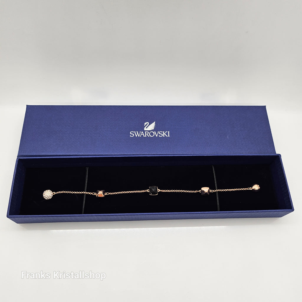 SWAROVSKI Remix Spike Armband Gr. M Schwarz, Weiß, Rosévergoldet 5365753