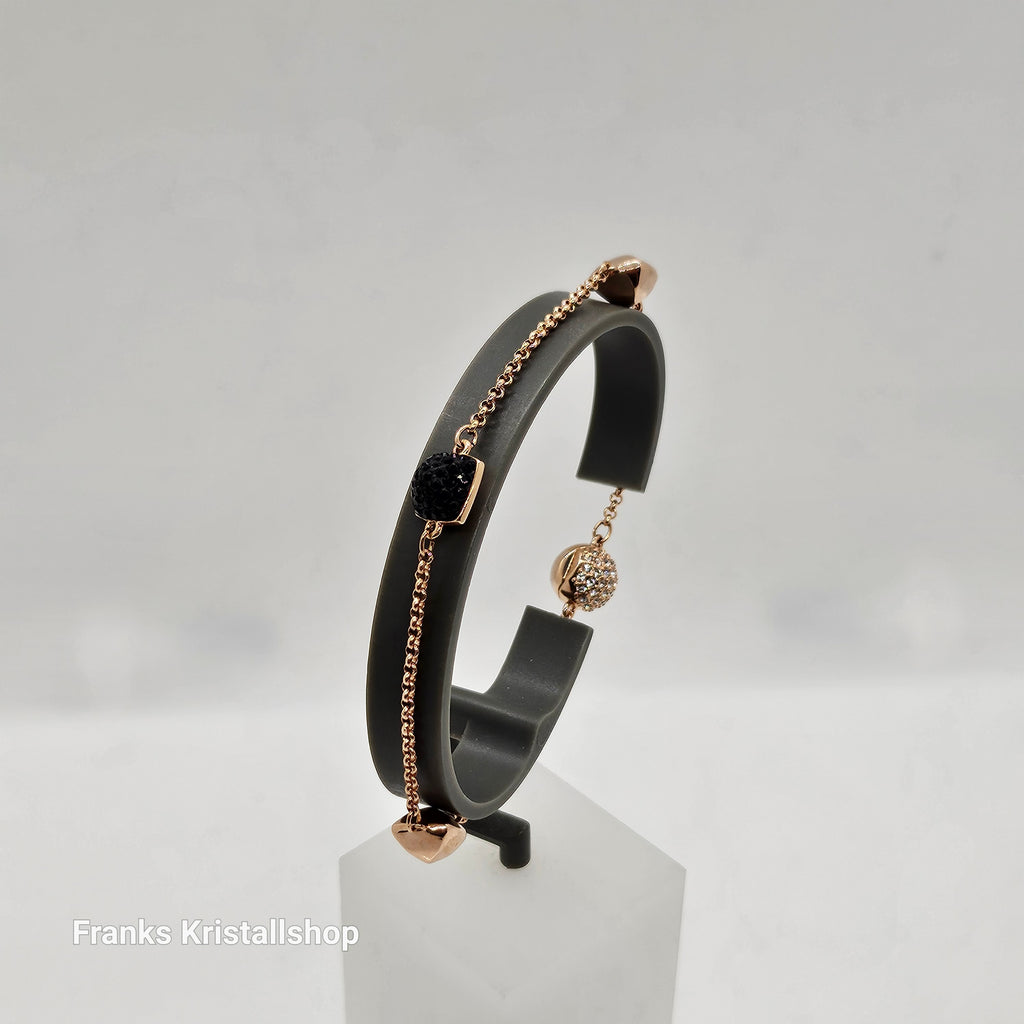 SWAROVSKI Remix Spike Armband Gr. M Schwarz, Weiß, Rosévergoldet 5365753