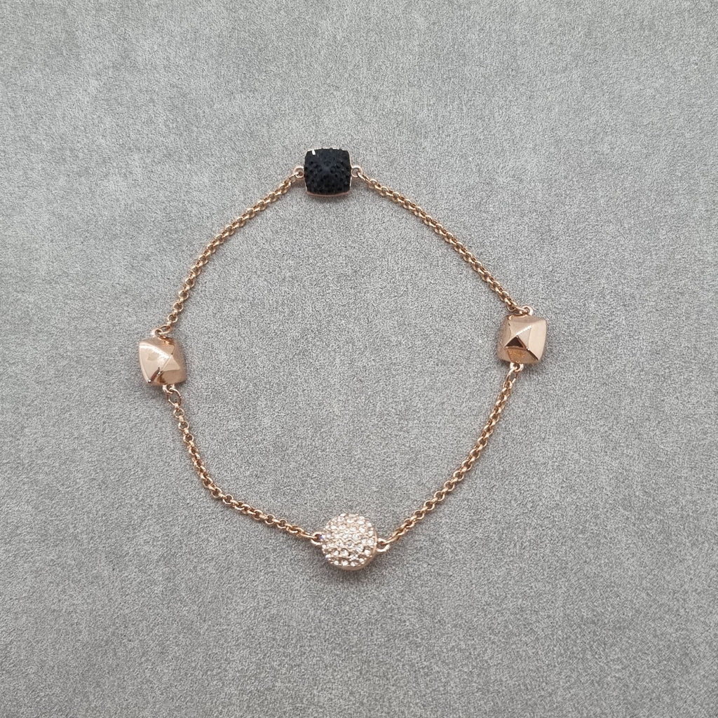 SWAROVSKI Remix Spike Armband Gr. M Schwarz, Weiß, Rosévergoldet 5365753