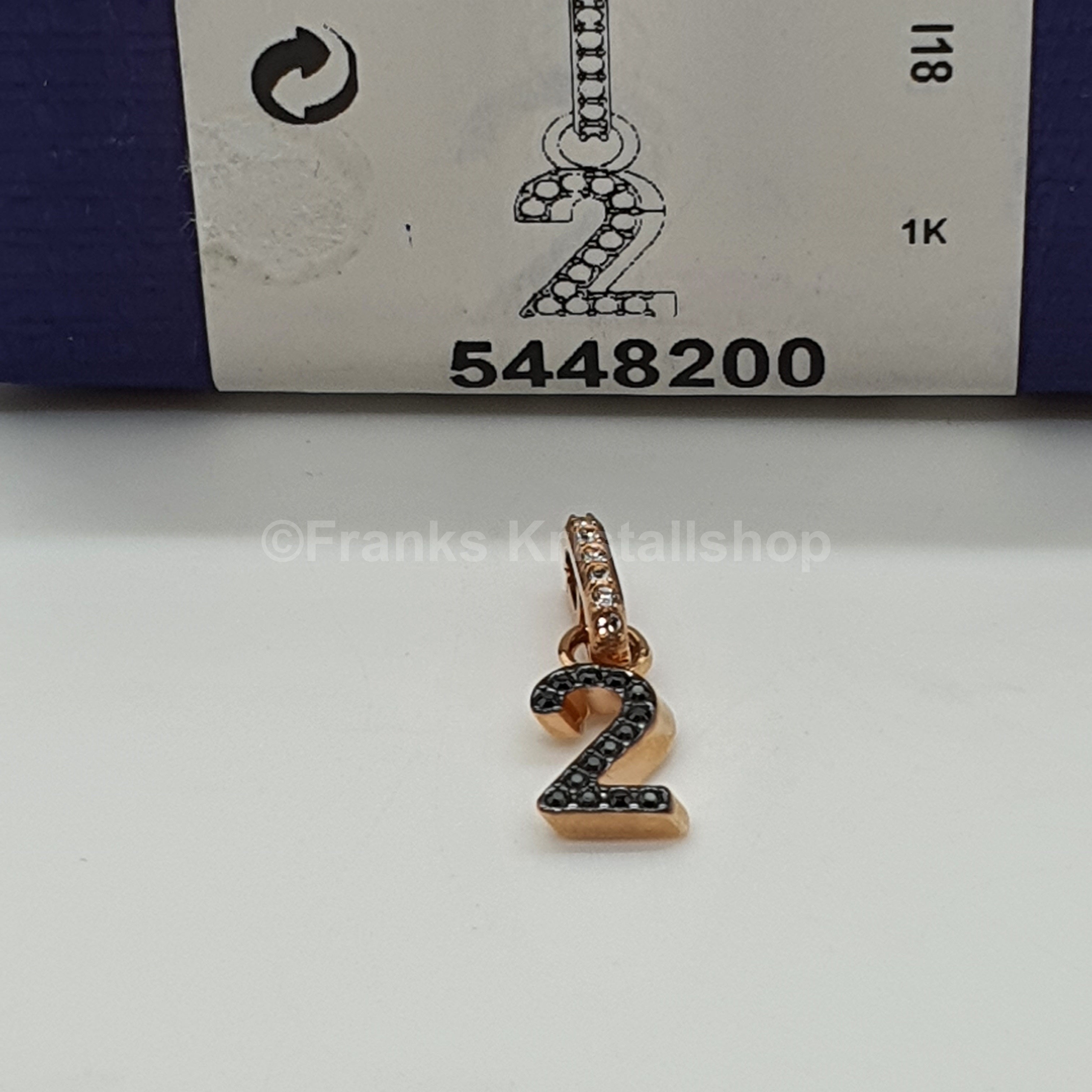 SWAROVSKI Remix Charm Anhänger Zahl 2 Zwei, Schwarz, Rosévergoldet 5448200