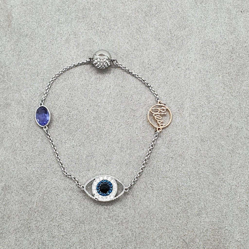 Swarovski Remix Evil Eye Armband Gr. M Violett Auge Rhodiniert 5365749