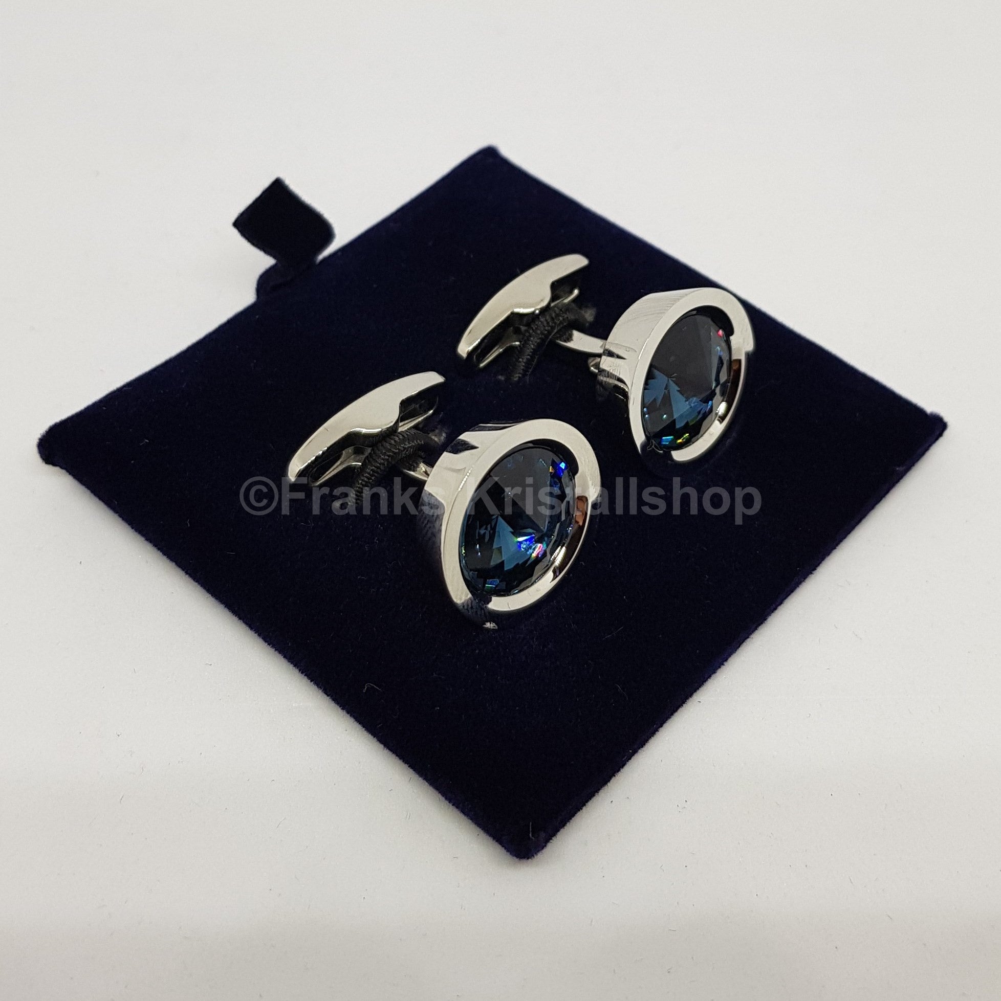 SWAROVSKI Manschettenknöpfe Round Blau, Rhodiniert 1095441 oU