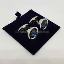 Lade das Bild in den Galerie-Viewer, SWAROVSKI Manschettenknöpfe Round Blau, Rhodiniert 1095441 oU
