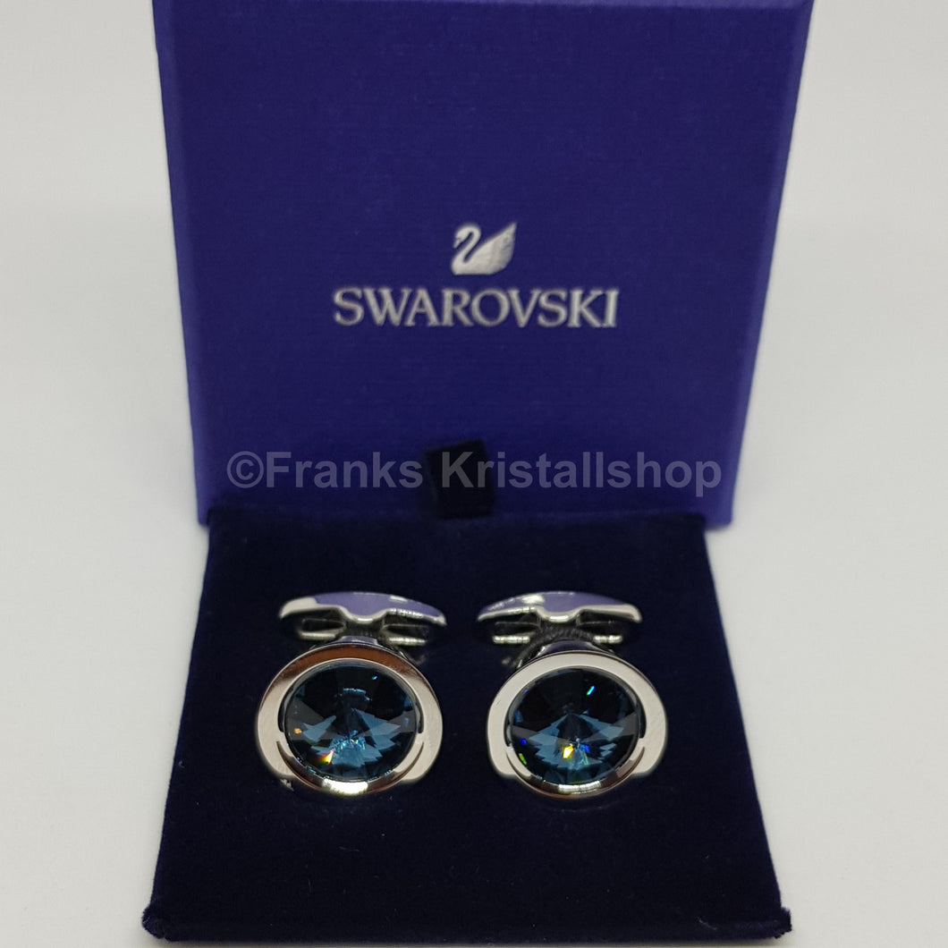 SWAROVSKI Manschettenknöpfe Round Blau, Rhodiniert 1095441 oU
