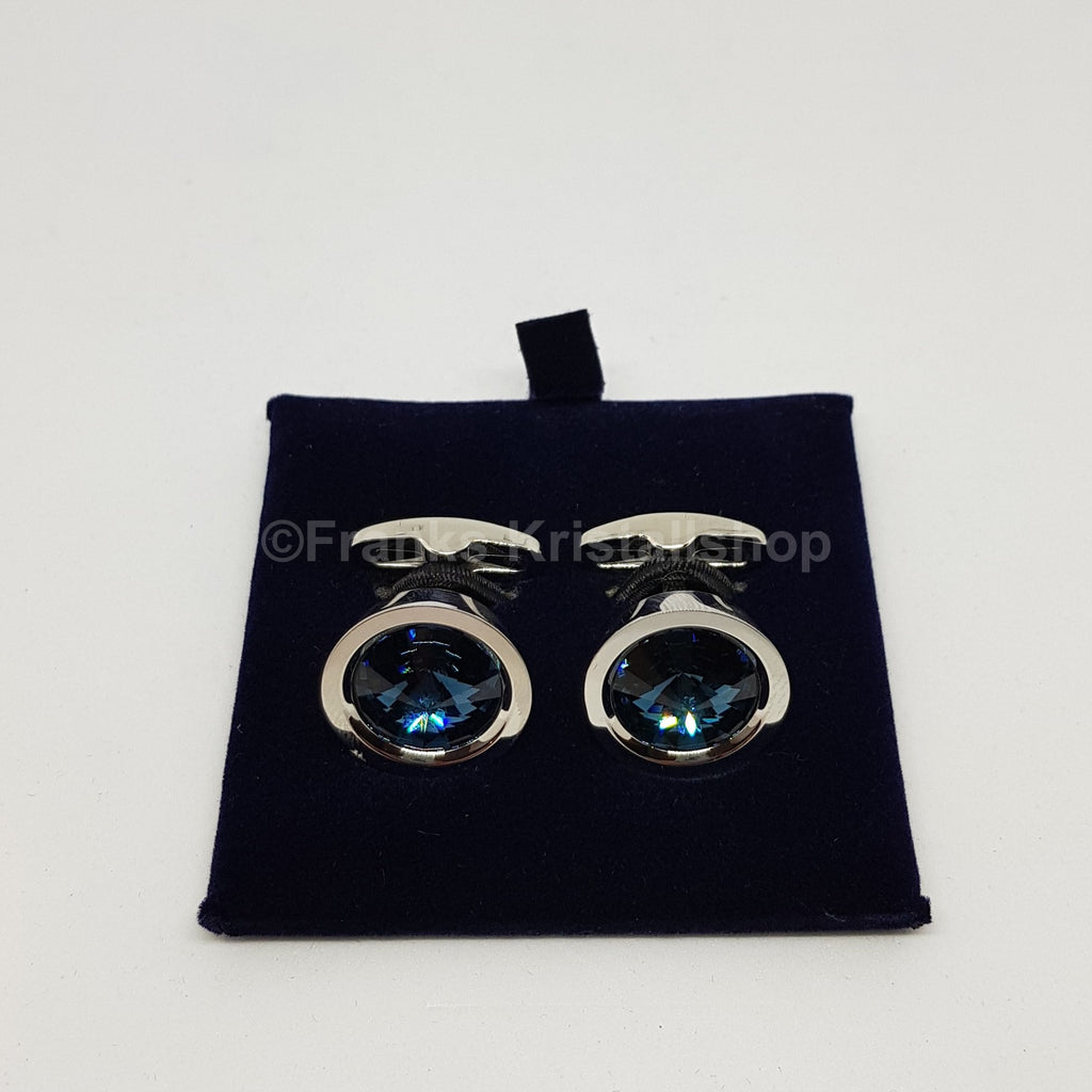 SWAROVSKI Manschettenknöpfe Round Blau, Rhodiniert 1095441 oU