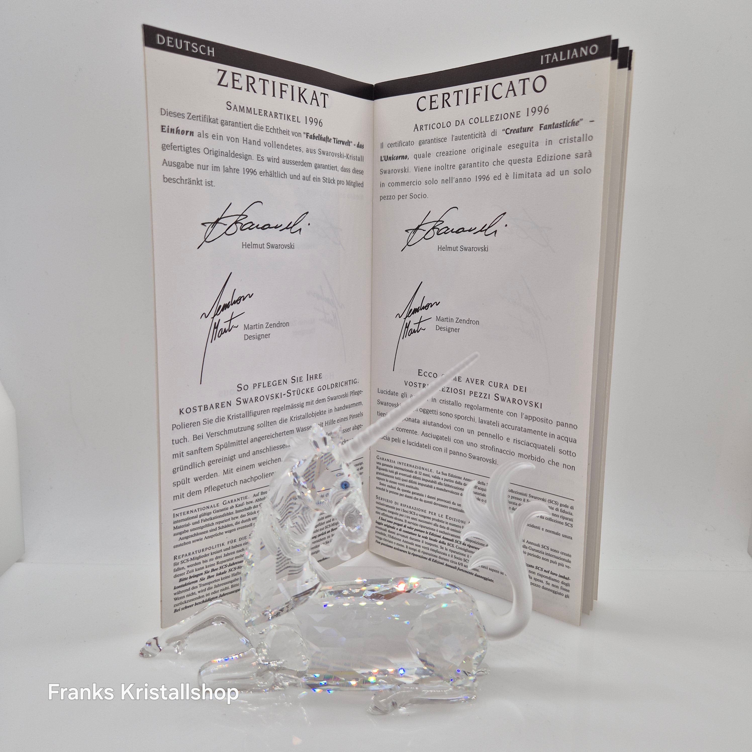 SWAROVSKI SCS Jahresfigur 1996 Das Einhorn 191727