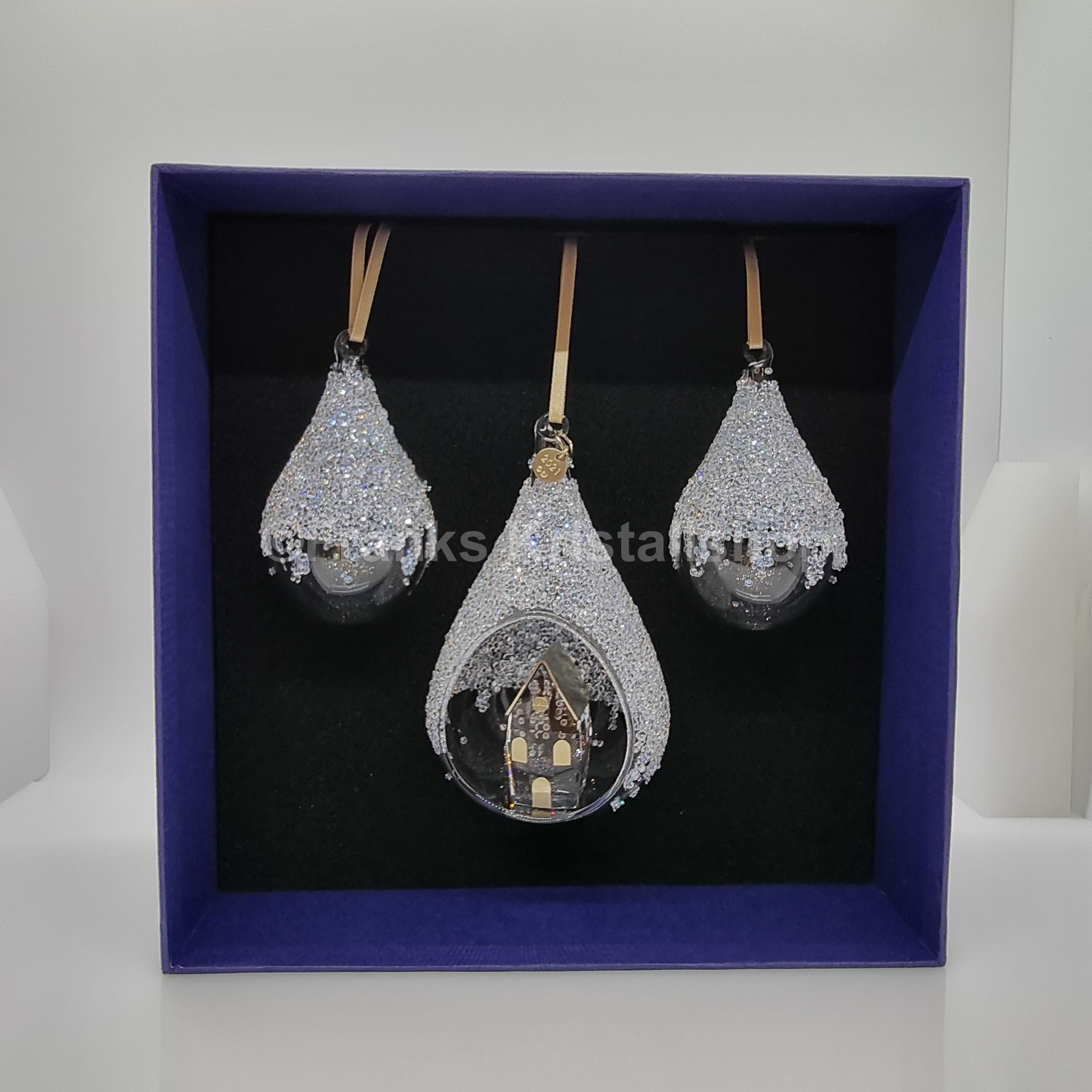 SWAROVSKI SCS Weihnachtskugel 2021 Tropfen Set Holiday Magic 5596791