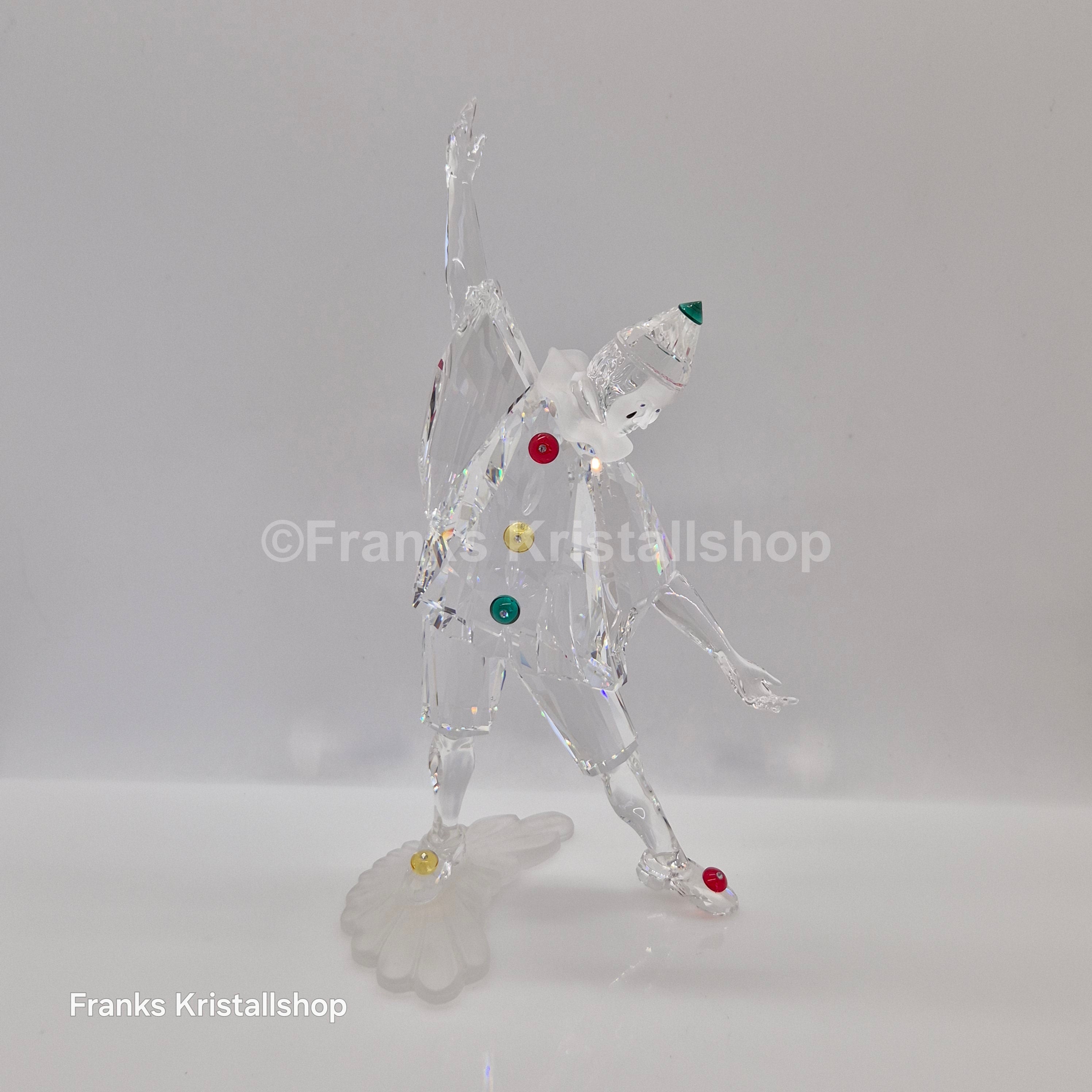SWAROVSKI SCS Jahresfigur 1999 Pierrot mit Schild und Gratis-Sockel 230586 oU Var. 1
