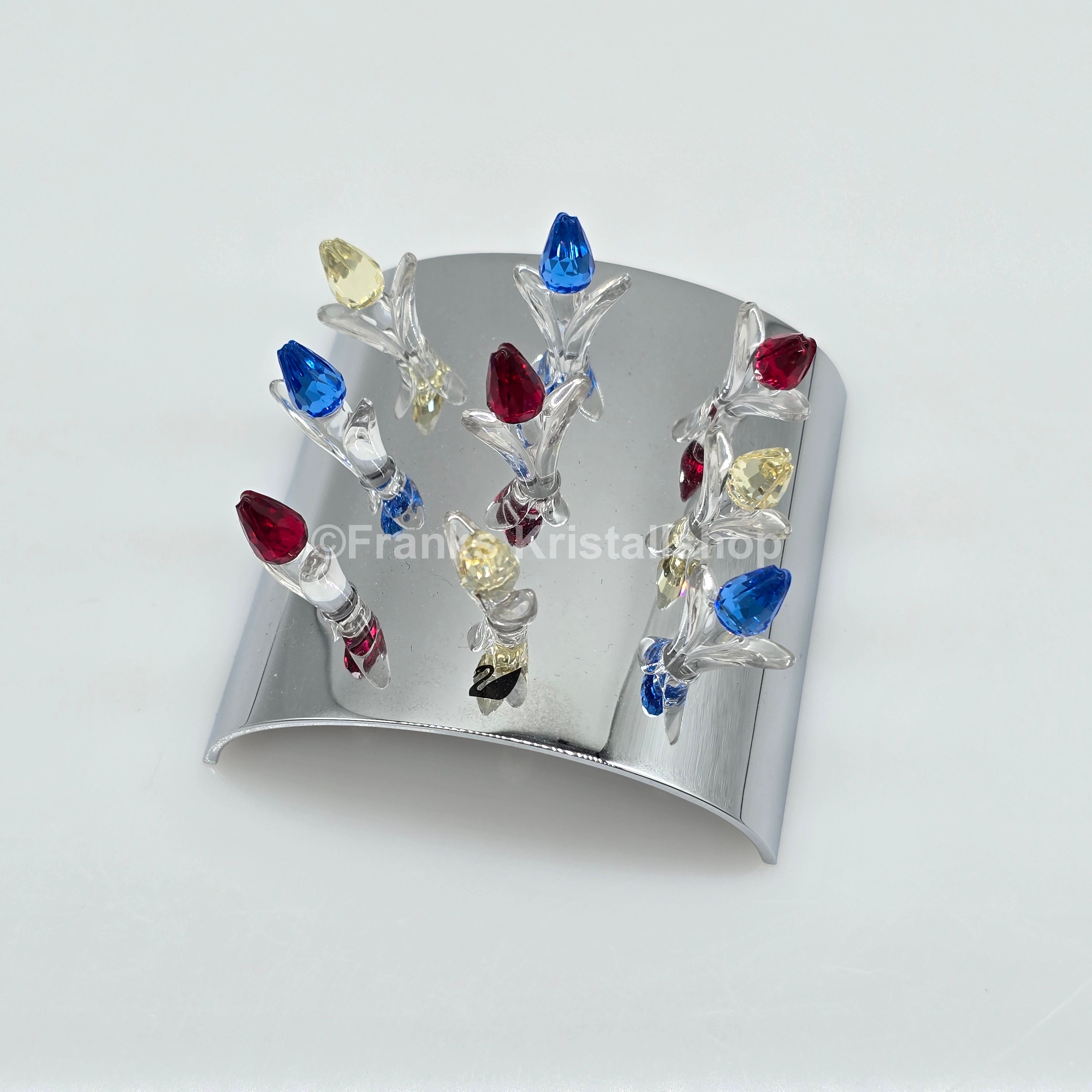 SWAROVSKI SCS Ständer mit 9 Tulpen Mini Blau, Rot, Gelb 600349 + 289288 oV