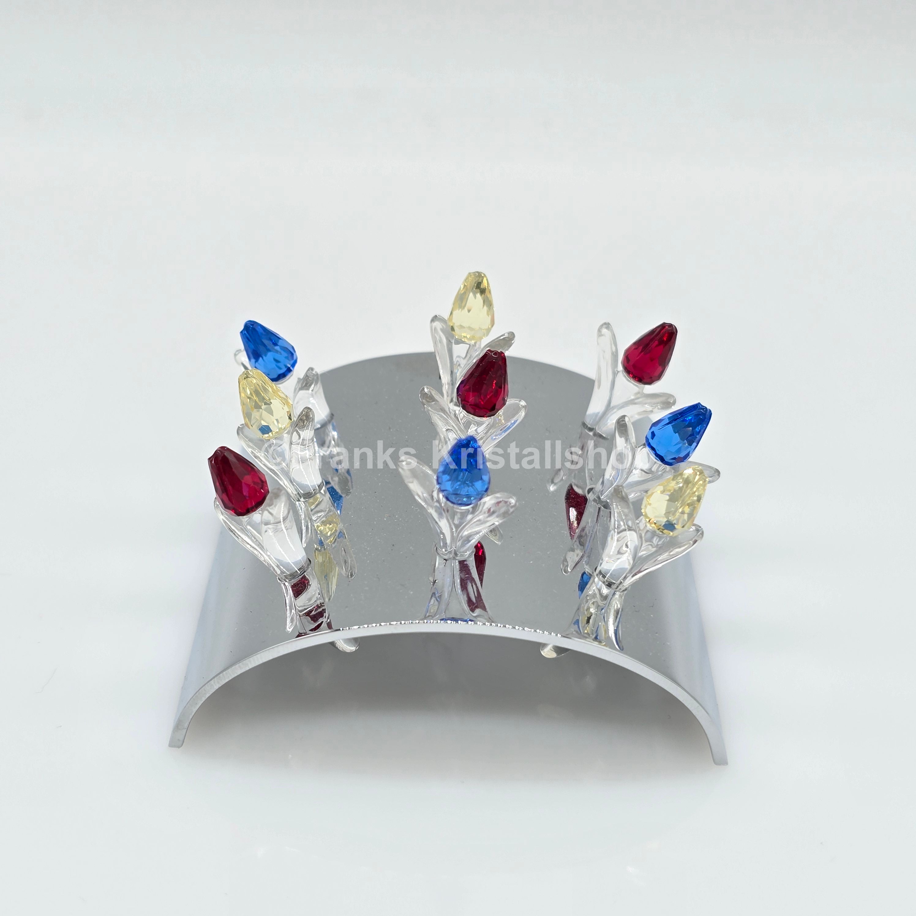 SWAROVSKI SCS Ständer mit 9 Tulpen Mini Blau, Rot, Gelb 600349 + 289288 oV