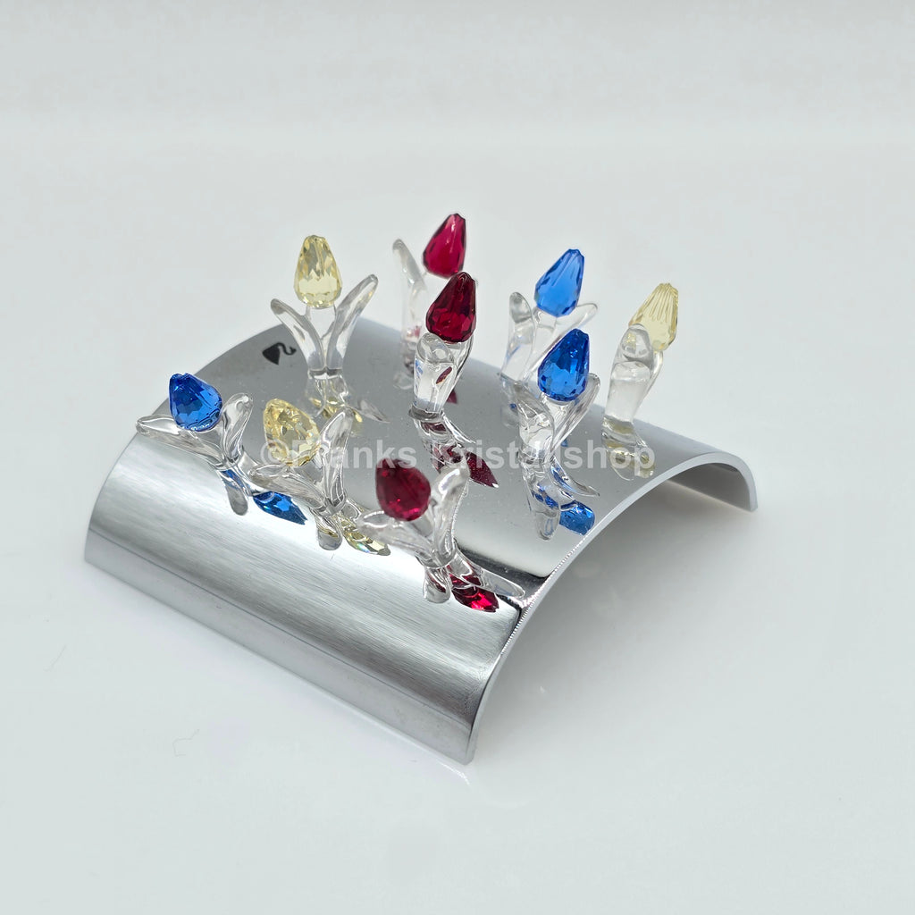 SWAROVSKI SCS Ständer mit 9 Tulpen Mini Blau, Rot, Gelb 600349 + 289288 oV