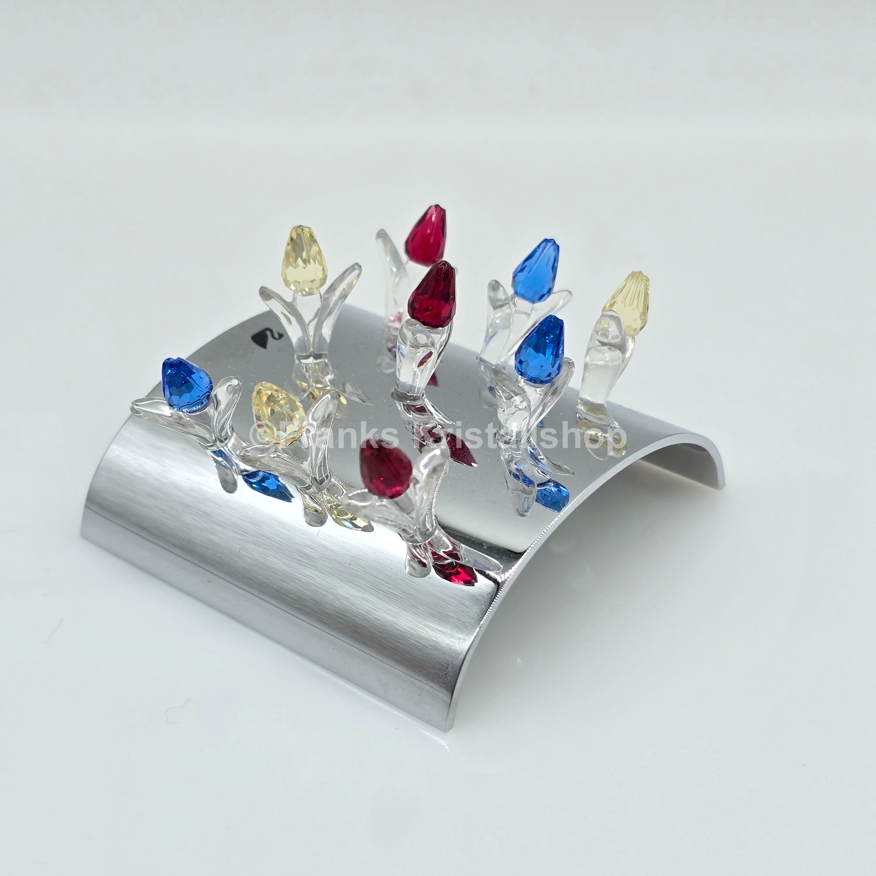SWAROVSKI SCS Ständer mit 9 Tulpen Mini Blau, Rot, Gelb 600349 + 289288 oV