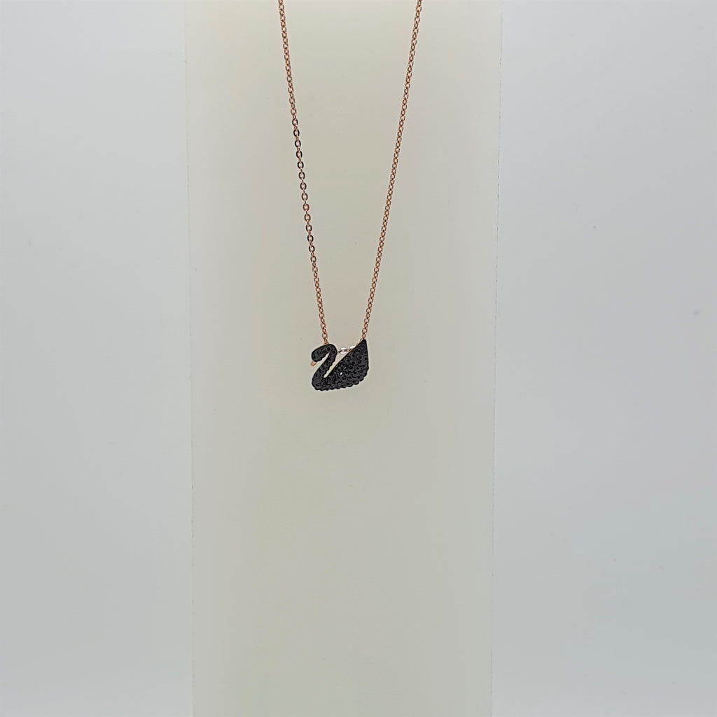SWAROVSKI Iconic Swan Halskette Schwan Klein Schwarz Roségold-Legierungsschicht 5204133