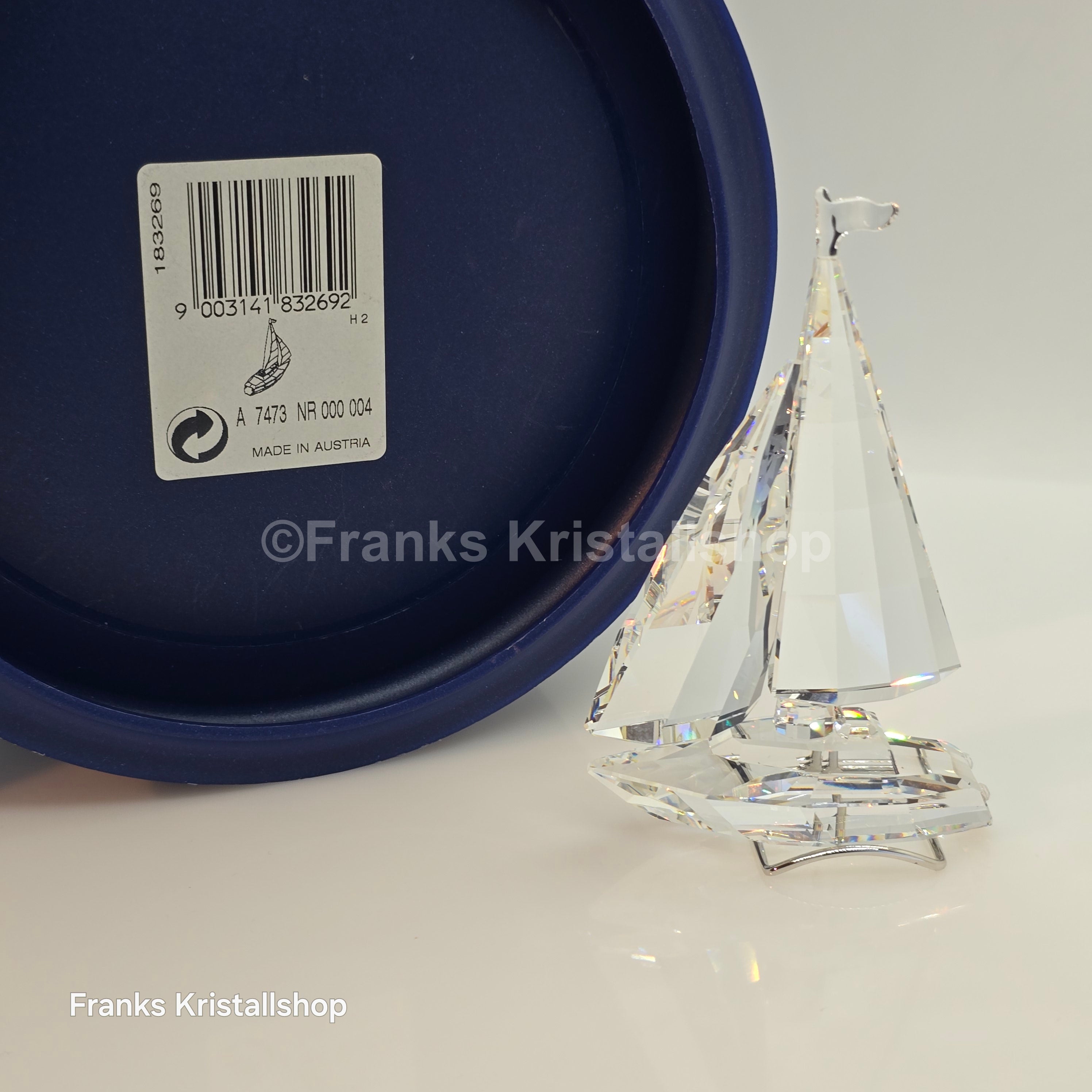 SWAROVSKI Segelboot komplett mit Fahne und Ständer 183269