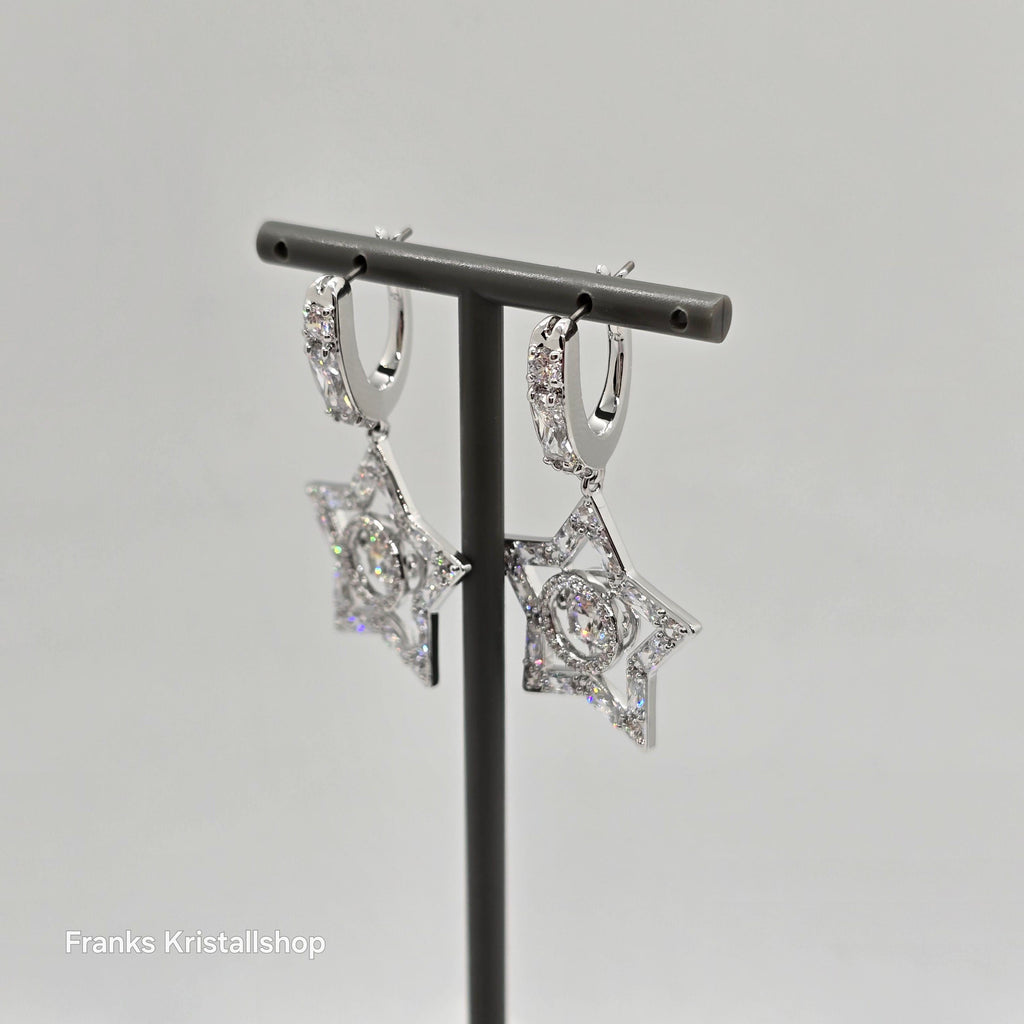SWAROVSKI Stella Drop-Ohrhänger Stern, Weiß, Rhodiniert 5617767