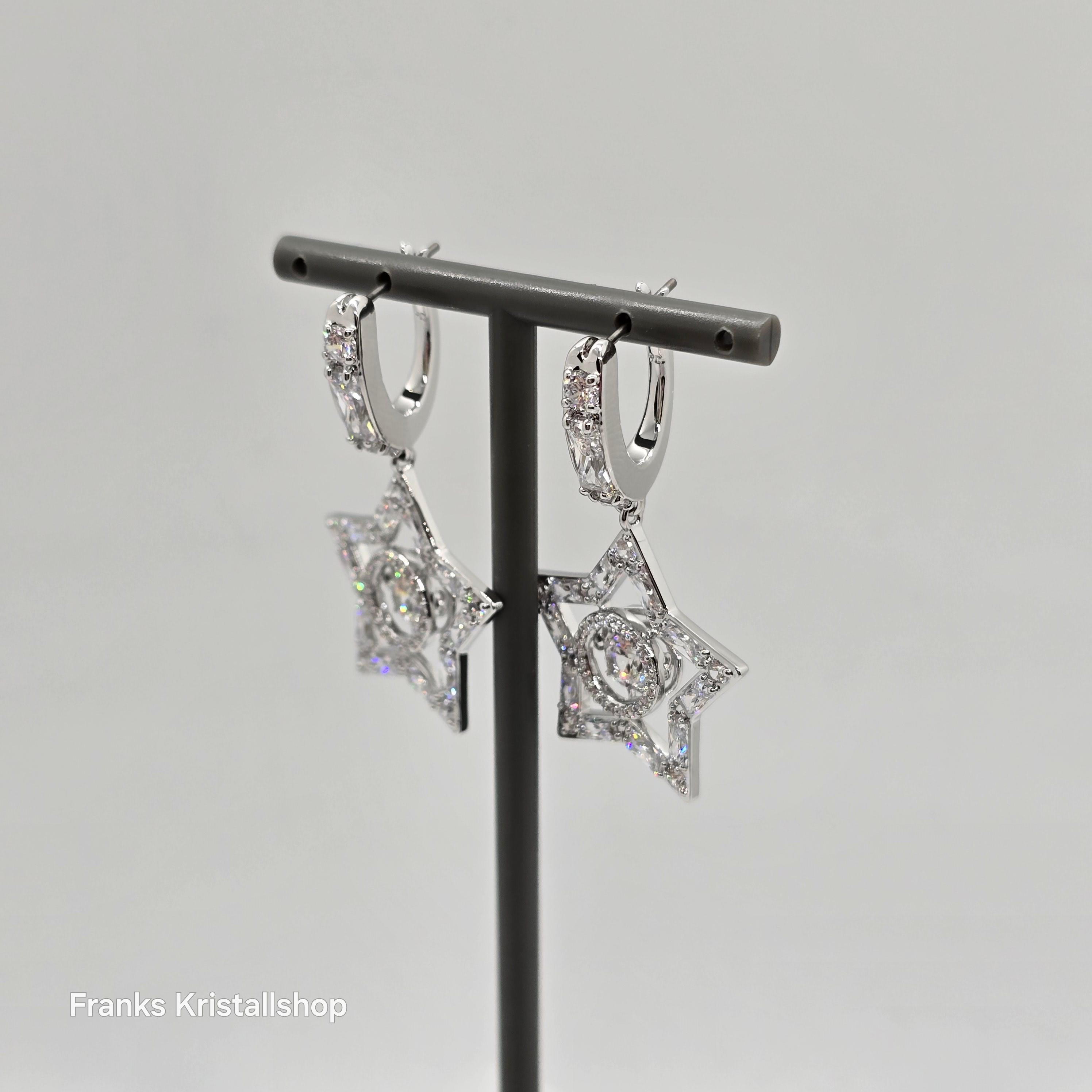 SWAROVSKI Stella Drop-Ohrhänger Stern, Weiß, Rhodiniert 5617767