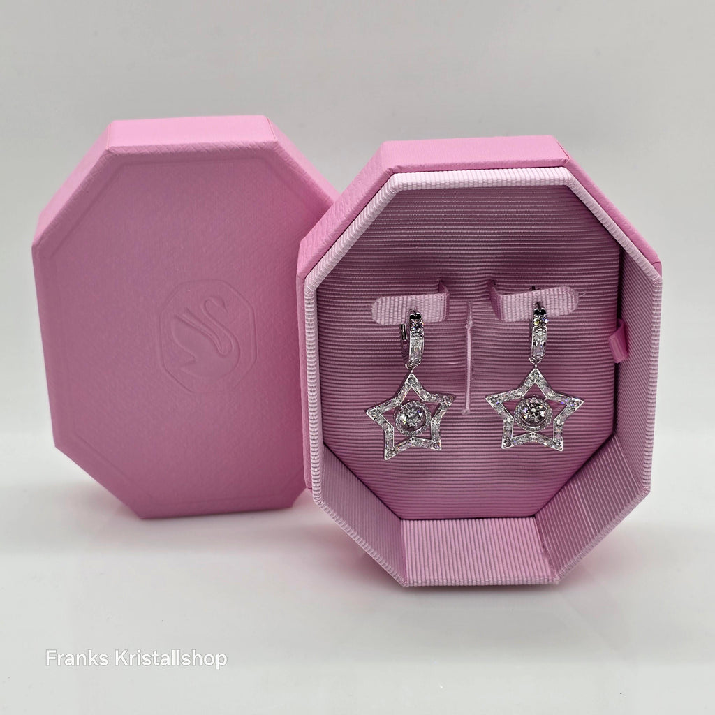 SWAROVSKI Stella Drop-Ohrhänger Stern, Weiß, Rhodiniert 5617767