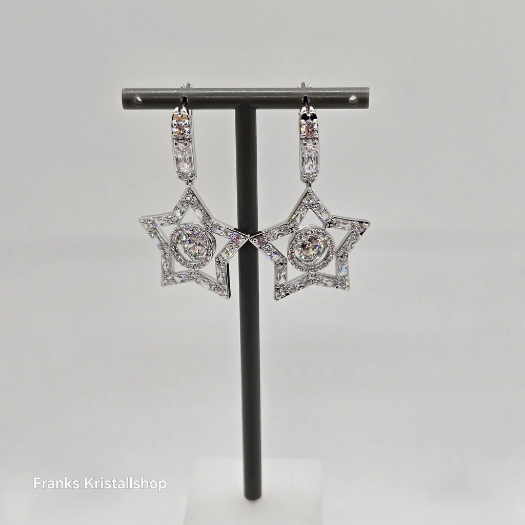 SWAROVSKI Stella Drop-Ohrhänger Stern, Weiß, Rhodiniert 5617767