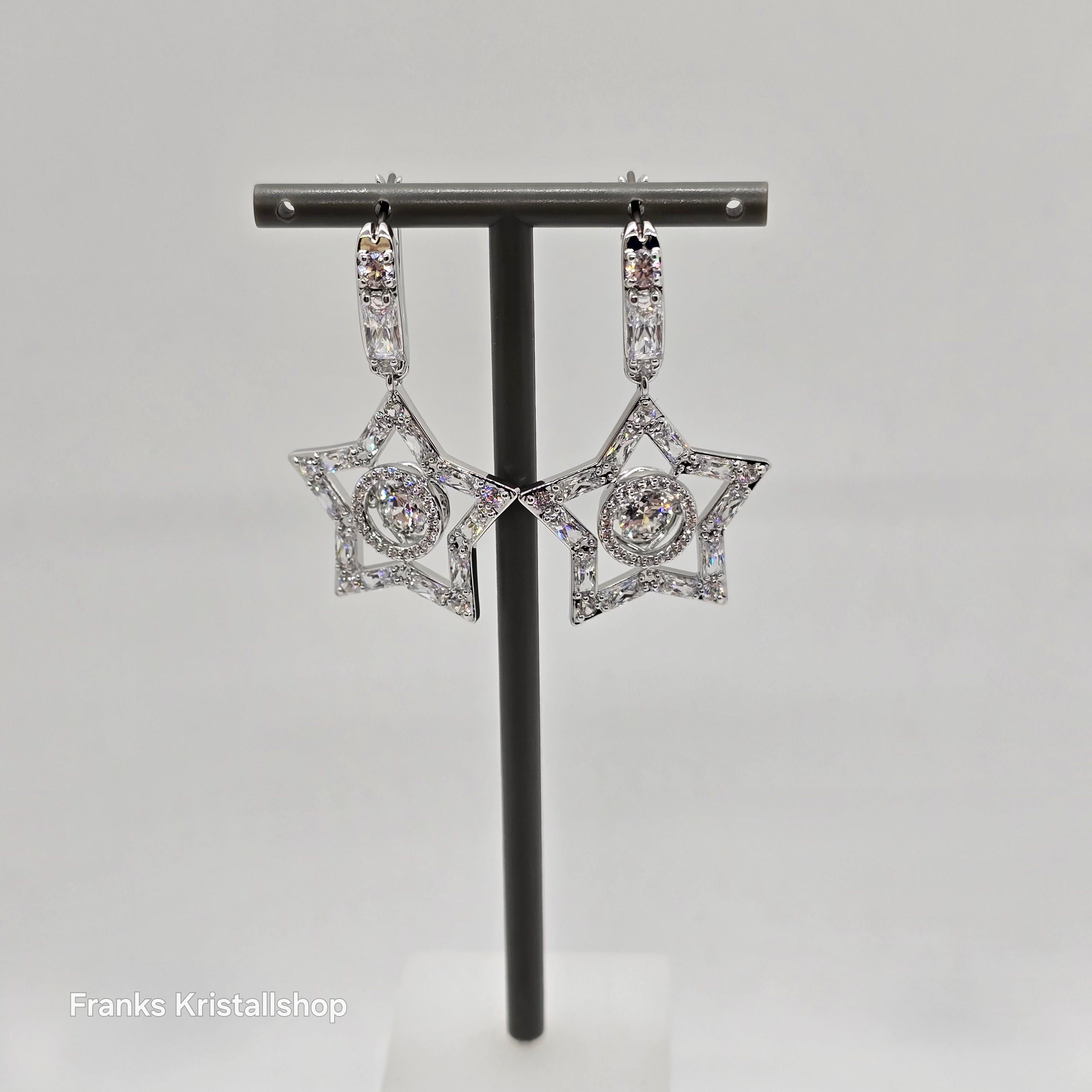 SWAROVSKI Stella Drop-Ohrhänger Stern, Weiß, Rhodiniert 5617767