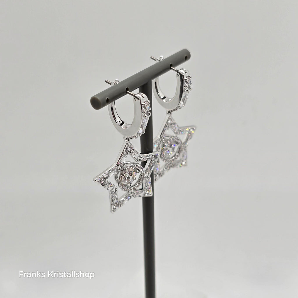 SWAROVSKI Stella Drop-Ohrhänger Stern, Weiß, Rhodiniert 5617767