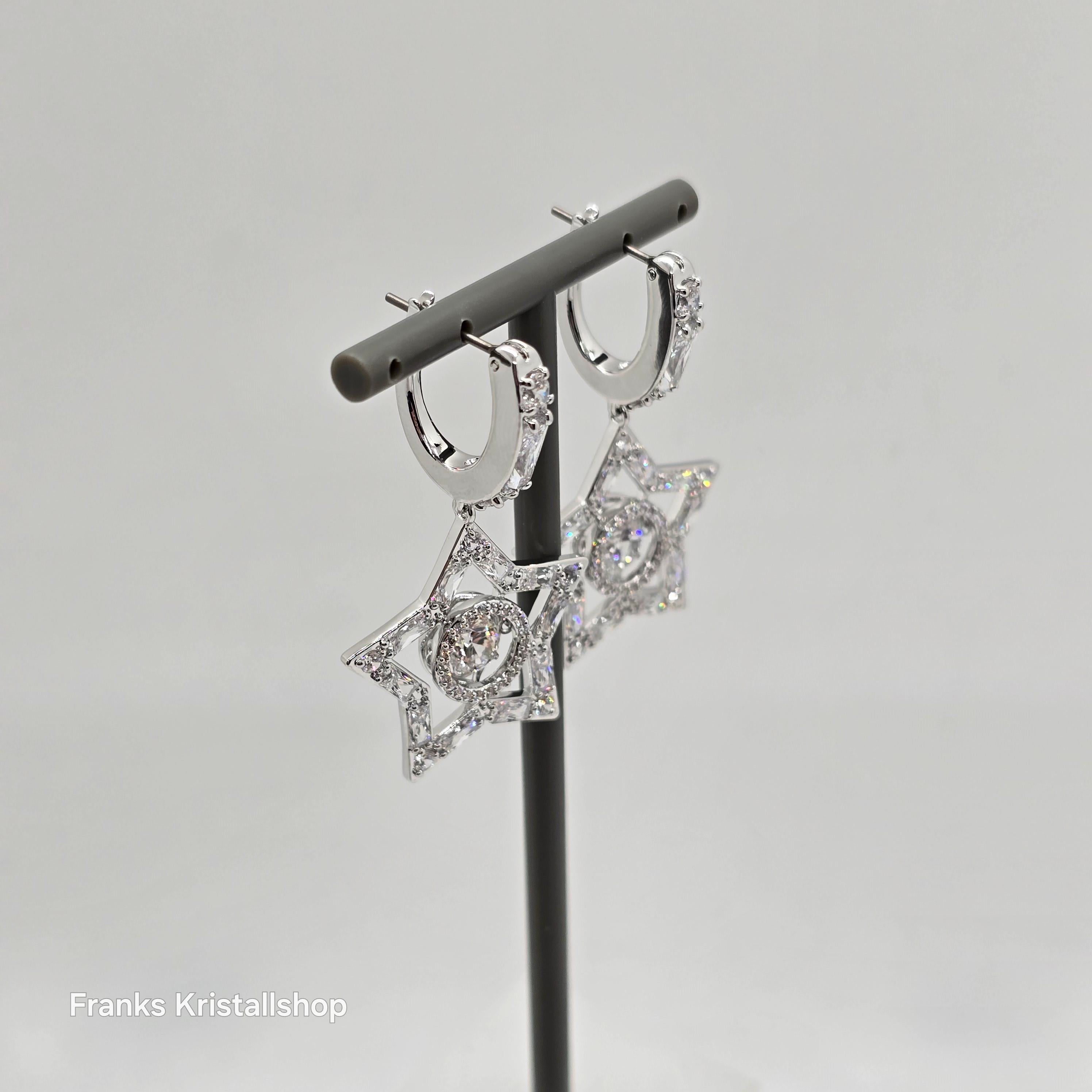SWAROVSKI Stella Drop-Ohrhänger Stern, Weiß, Rhodiniert 5617767