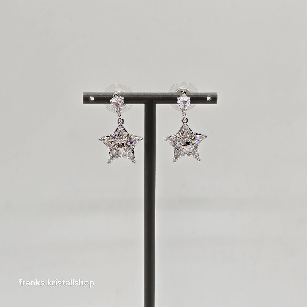 SWAROVSKI Stella Drop-Ohrhänger Stern, Weiß, Rhodiniert Star 5652002