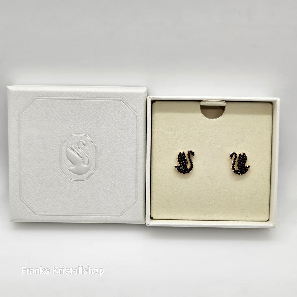 SWAROVSKI Swan Ohrstecker Schwan, Schwarz, Roségold-Legierung. 5684608