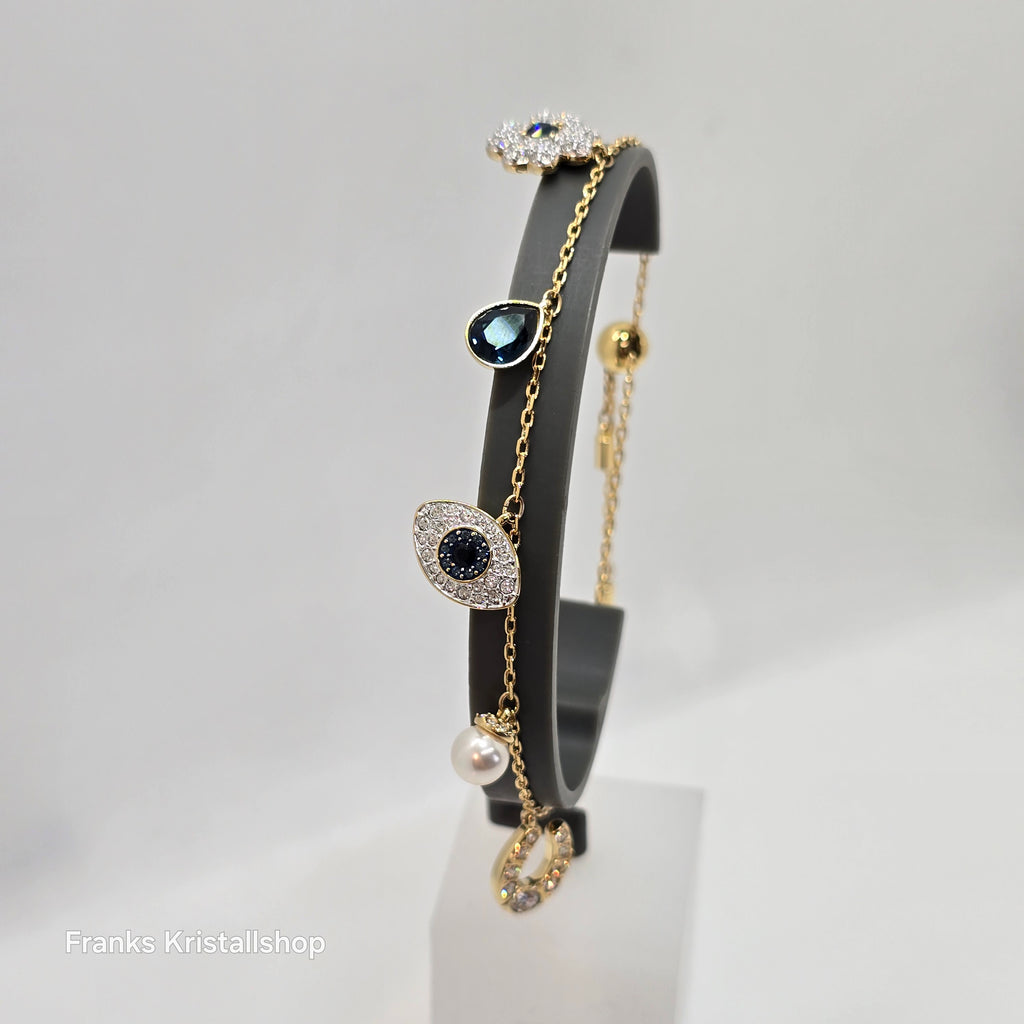 SWAROVSKI Symbolica Armband Evil Eye Glücksklee und Hufeisen, Blau, Goldlegierungsschicht 5692162