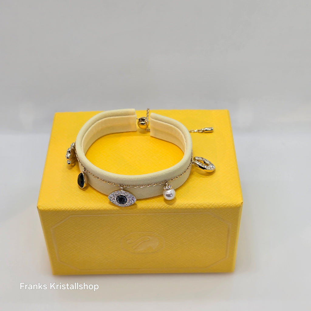 SWAROVSKI Symbolica Armband Evil Eye Glücksklee und Hufeisen, Blau, Goldlegierungsschicht 5692162