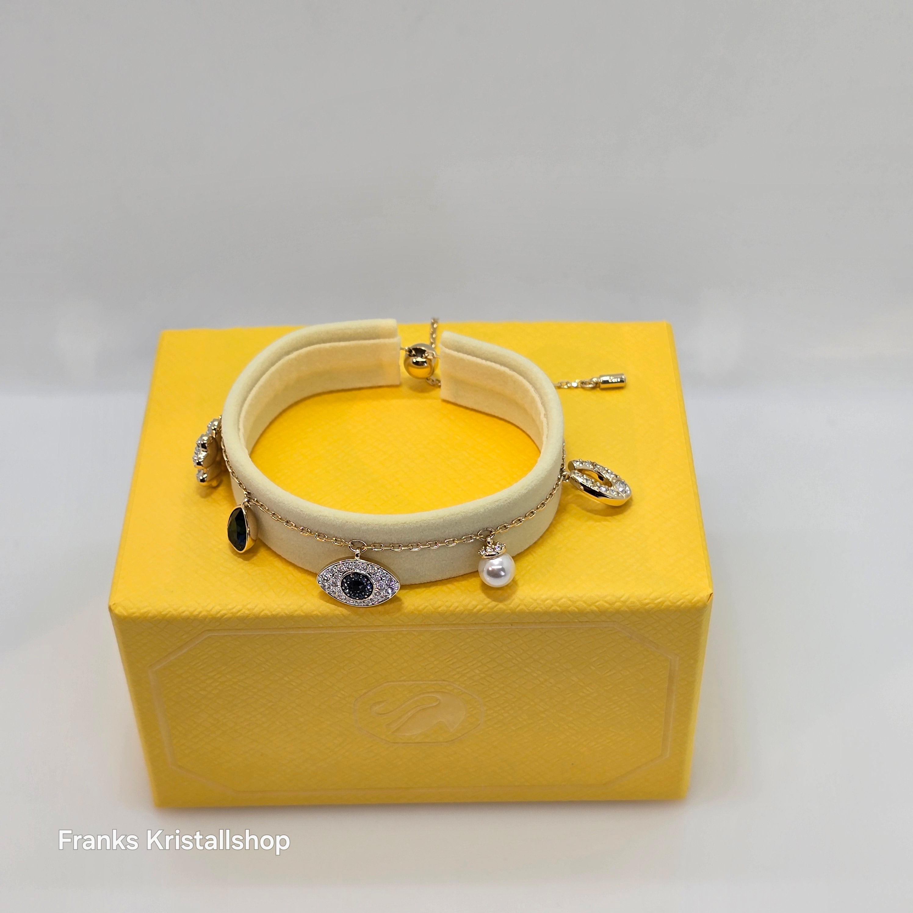 SWAROVSKI Symbolica Armband Evil Eye Glücksklee und Hufeisen, Blau, Goldlegierungsschicht 5692162