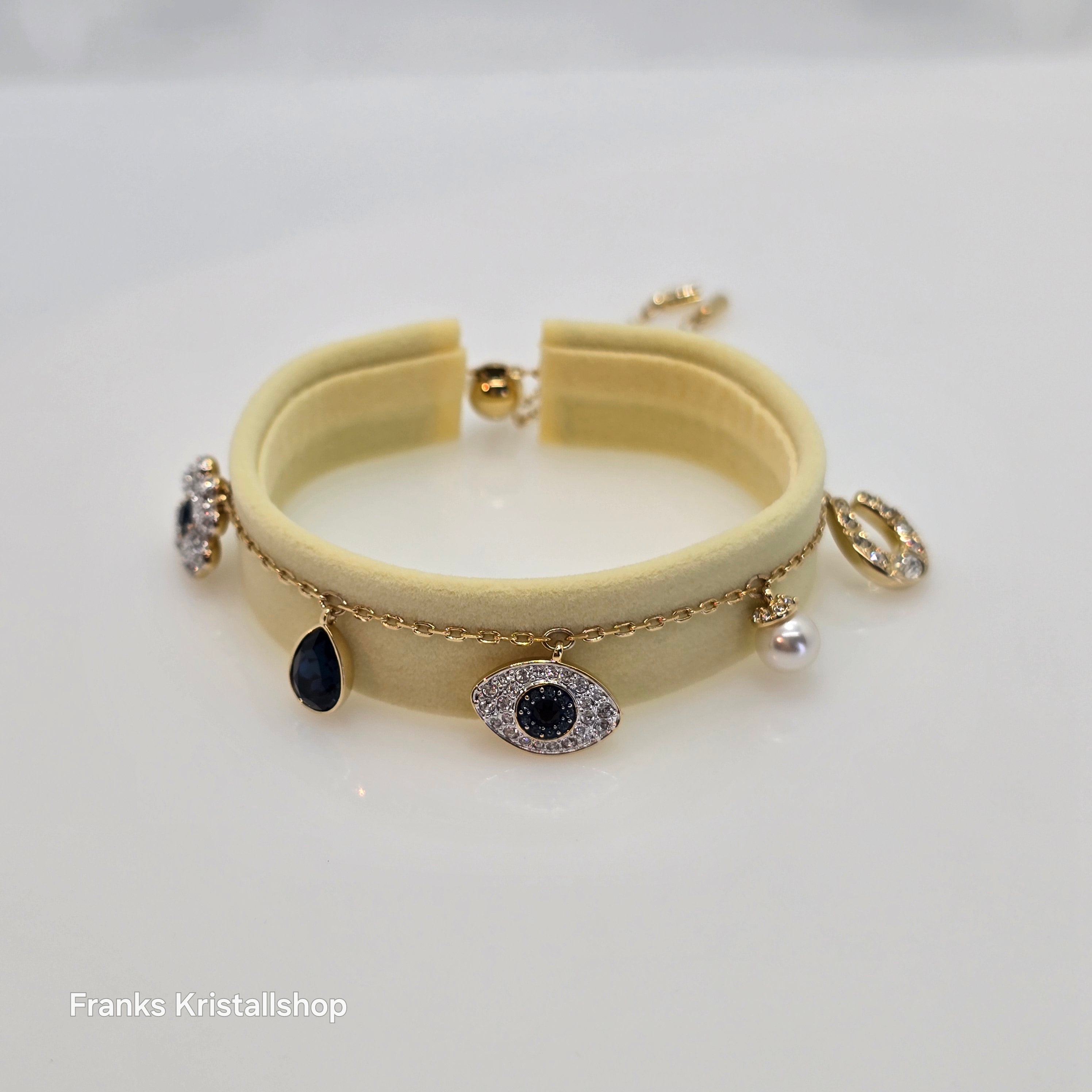 SWAROVSKI Symbolica Armband Evil Eye Glücksklee und Hufeisen, Blau, Goldlegierungsschicht 5692162