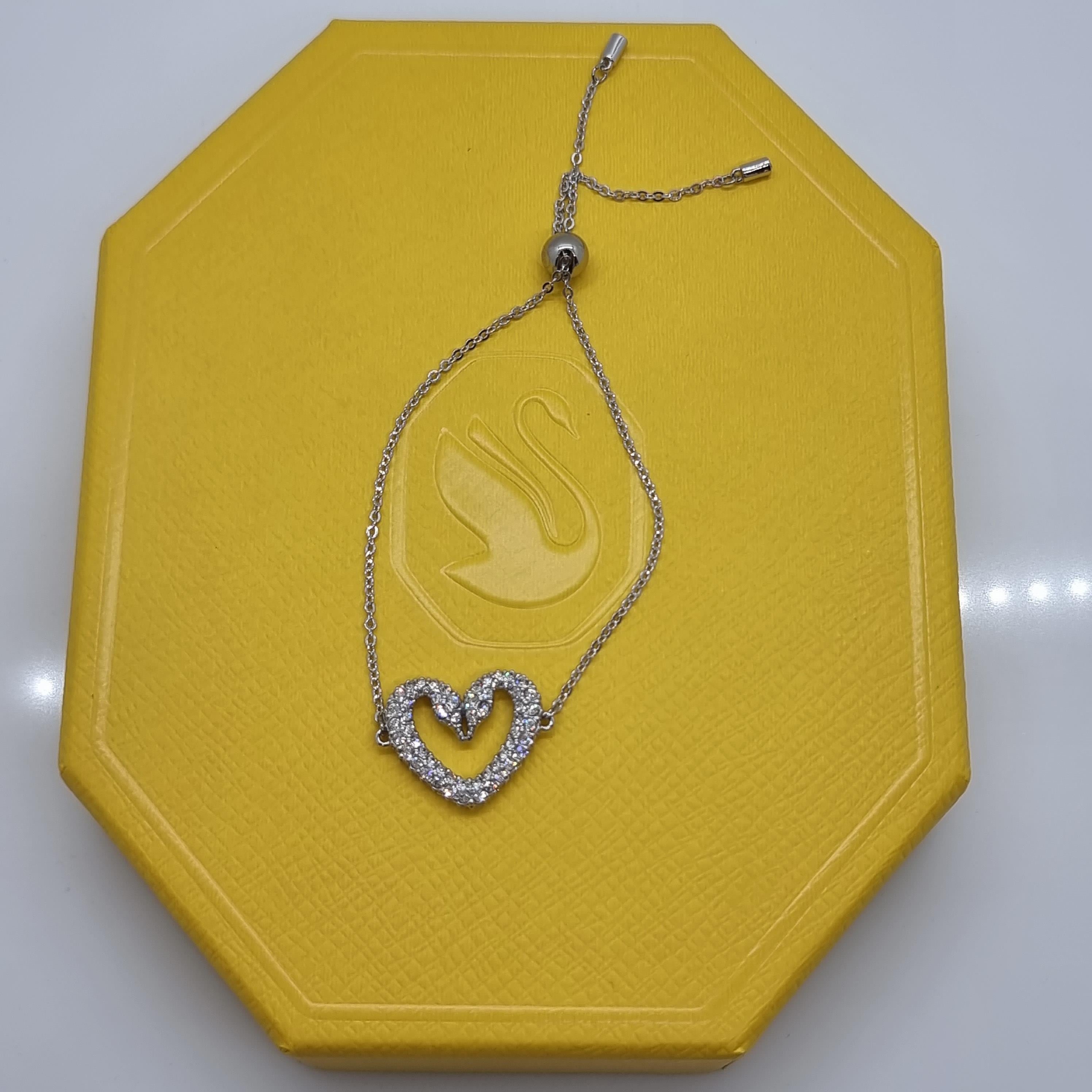 SWAROVSKI Una Herz Armband Schwanenherz Mittel Weiß Rhodiniert 5625534
