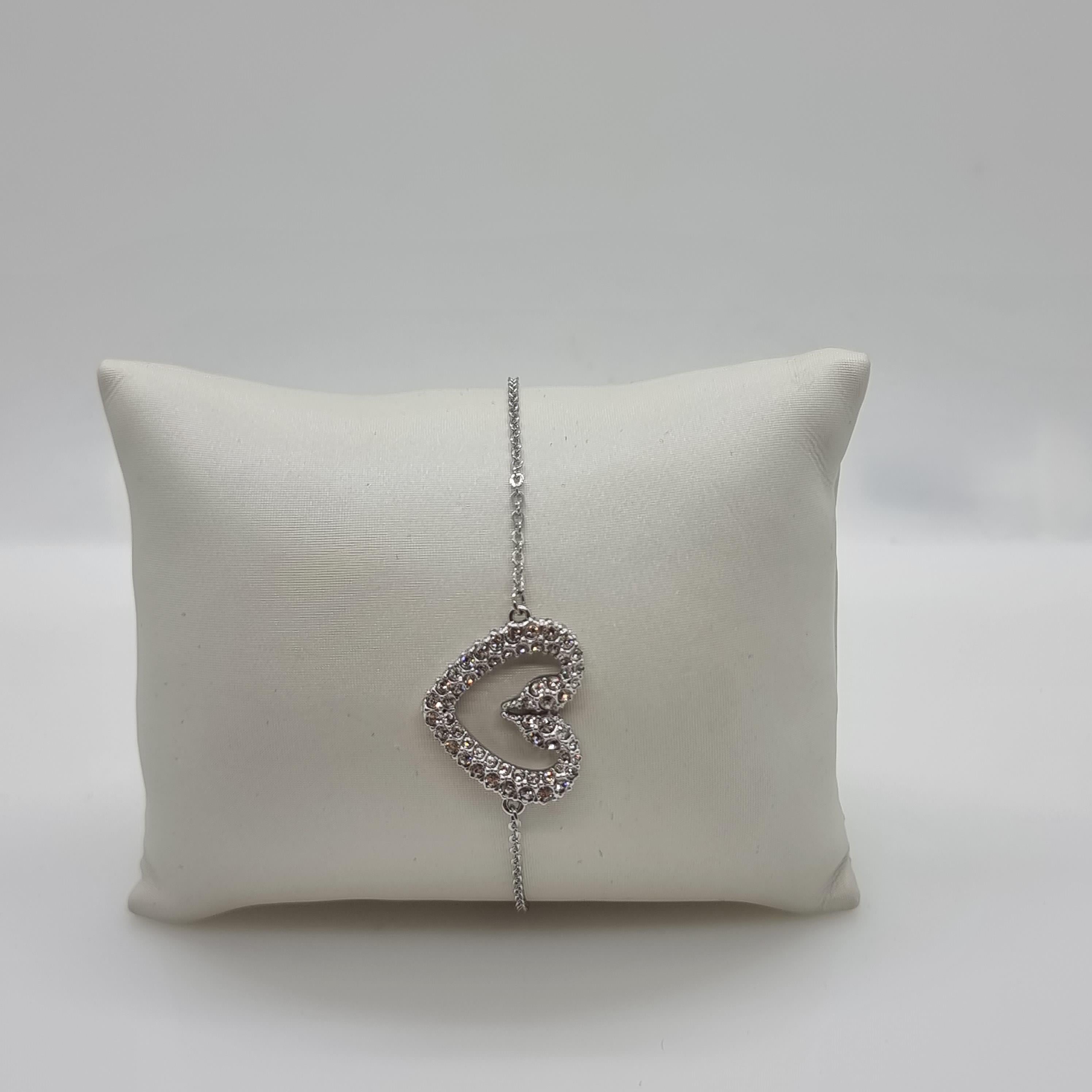 SWAROVSKI Una Herz Armband Schwanenherz Mittel Weiß Rhodiniert 5625534