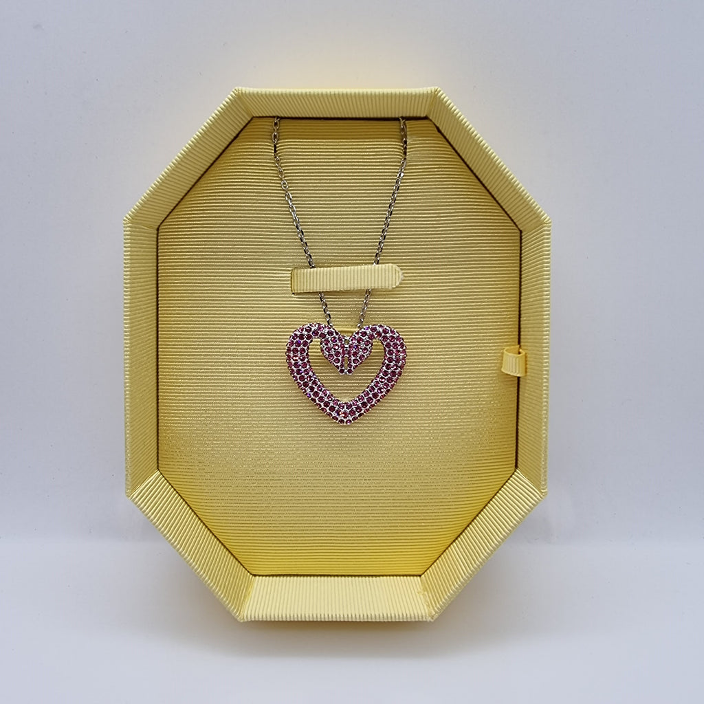 SWAROVSKI Sublima Herz Kette Schwanenherz Groß Rosa Rhodiniert 5631931