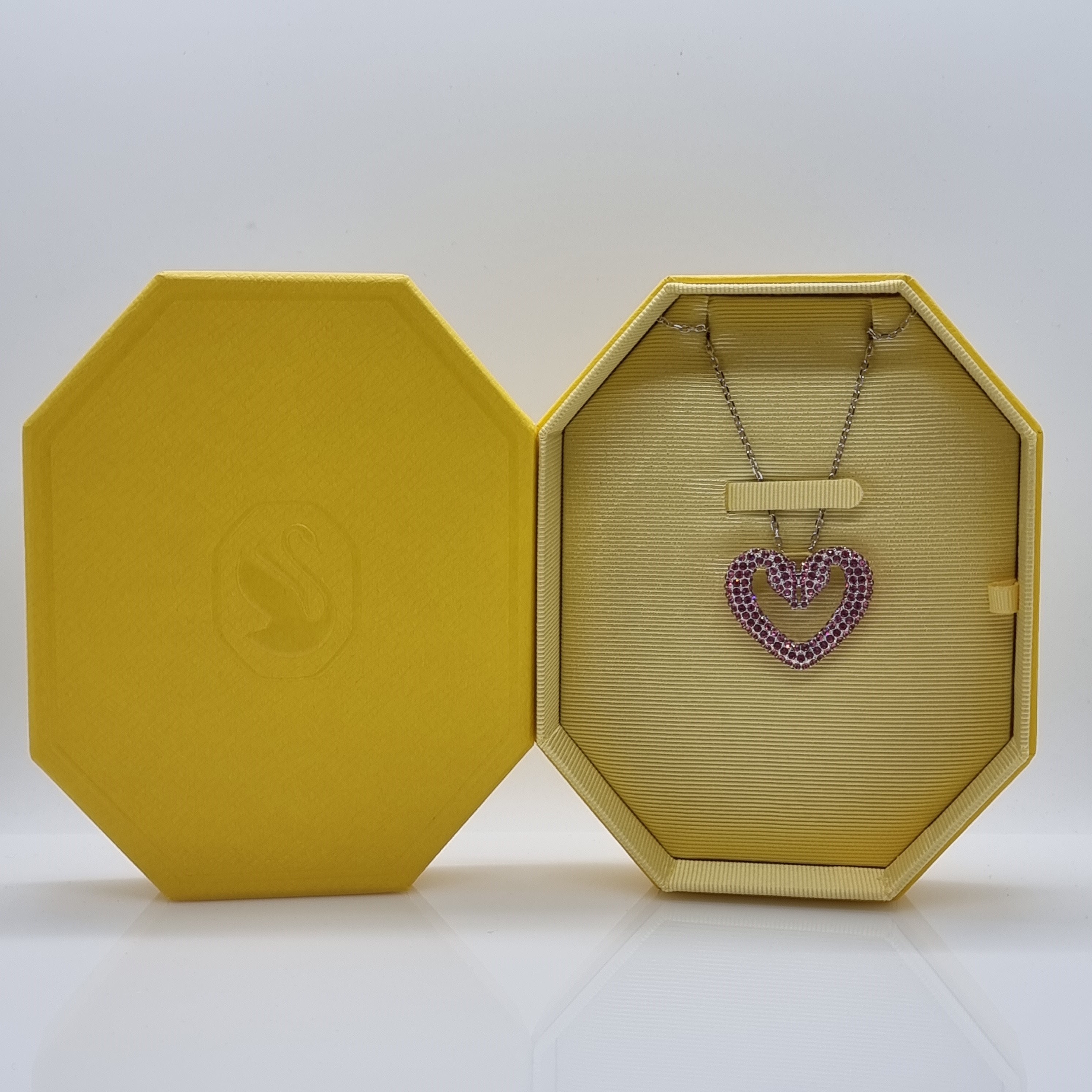 SWAROVSKI Sublima Herz Kette Schwanenherz Groß Rosa Rhodiniert 5631931