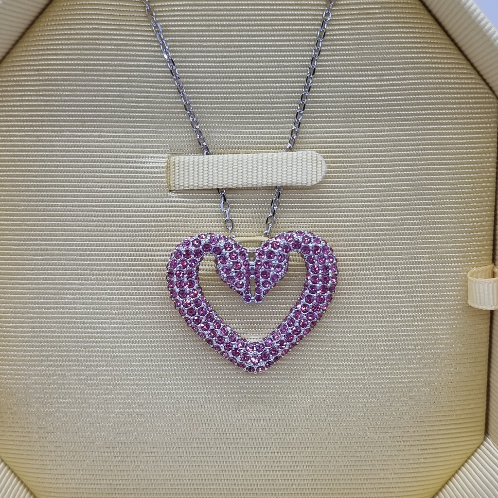 SWAROVSKI Sublima Herz Kette Schwanenherz Groß Rosa Rhodiniert 5631931